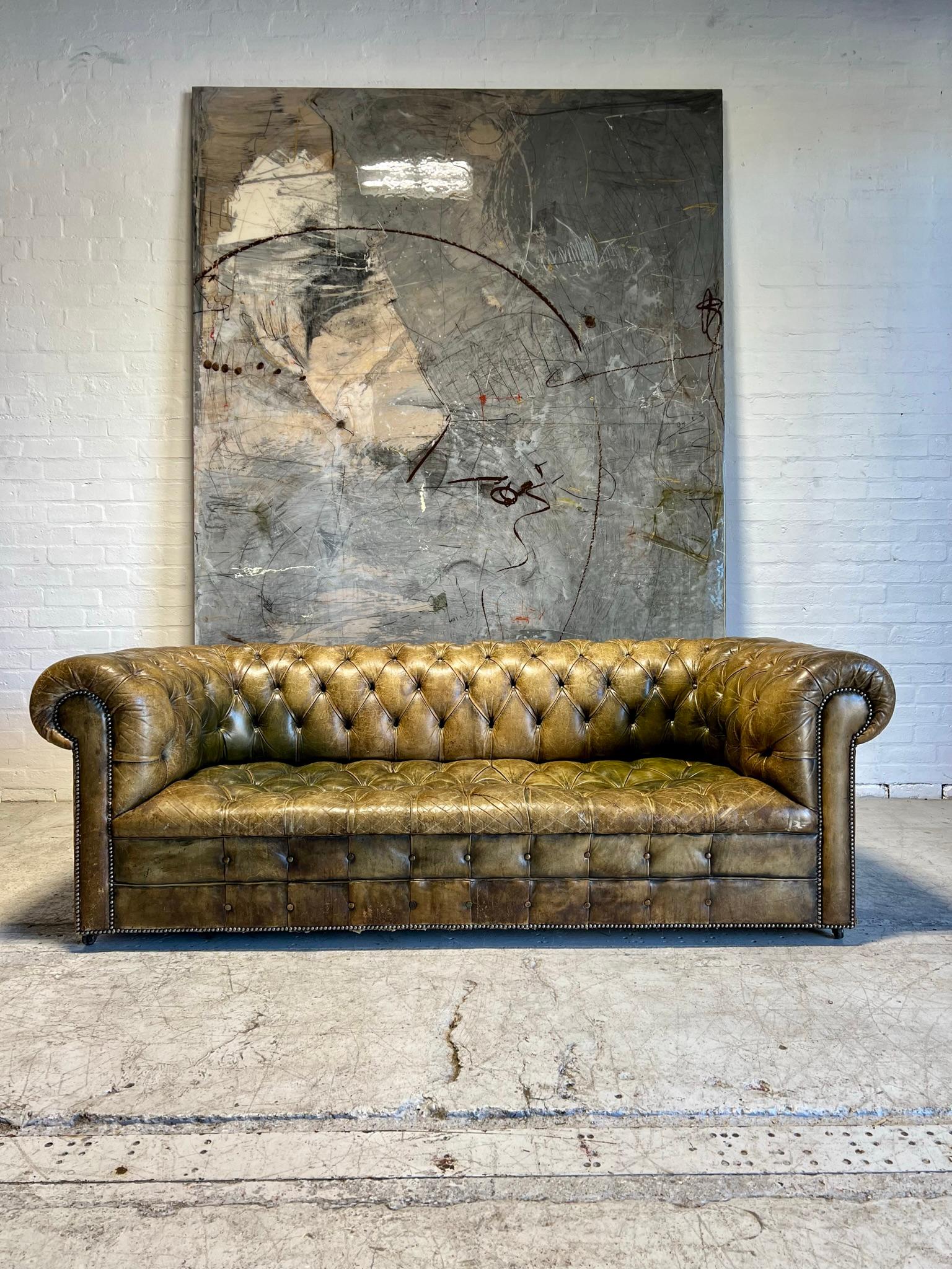Exceptional MidC Chesterfield Suite in Original Hand Dyed Leathers For ...