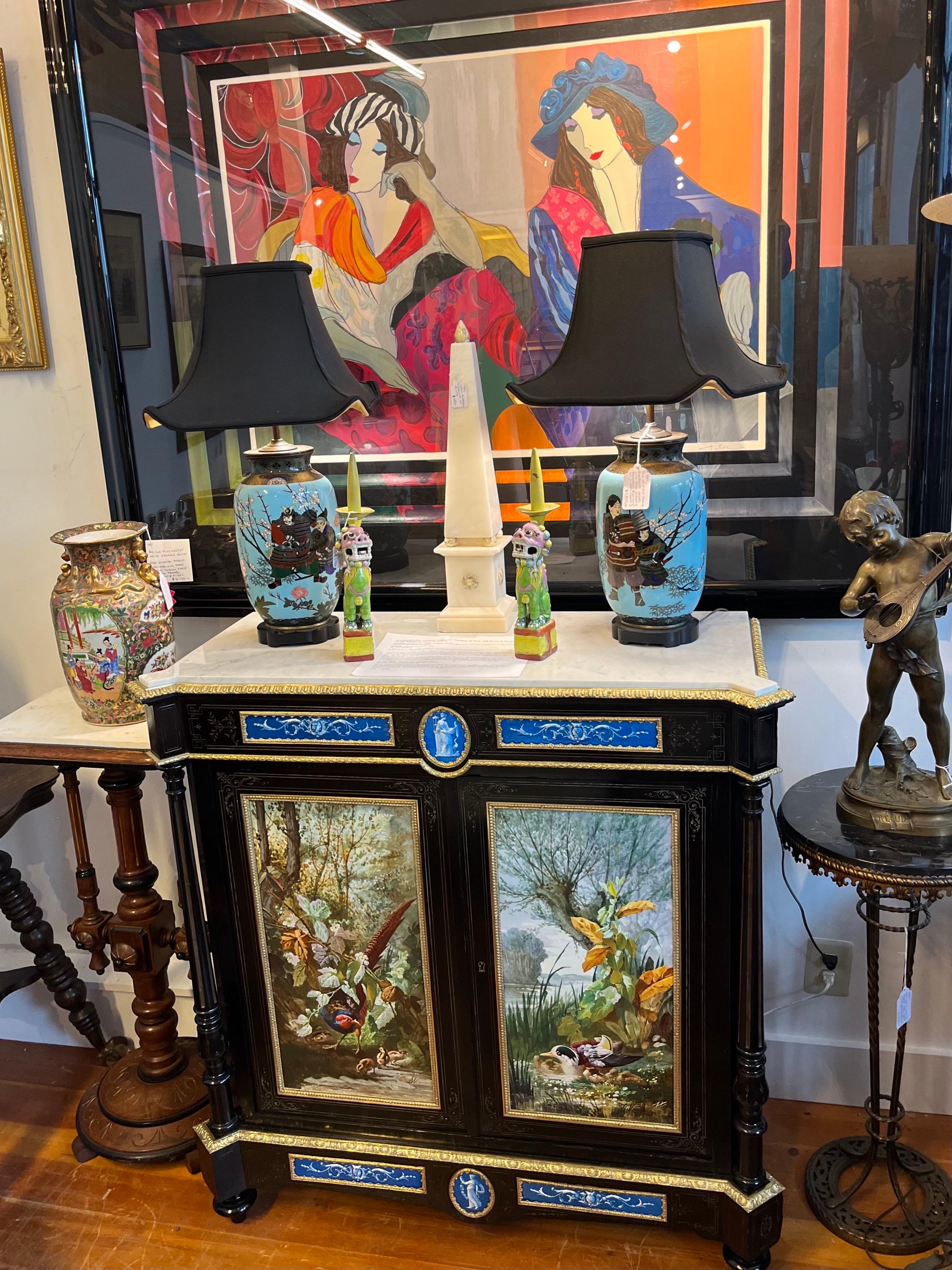 Late 19th Century An Exceptional Napoleon III Cabinet with Large Hand Painted Sevres Plaques.