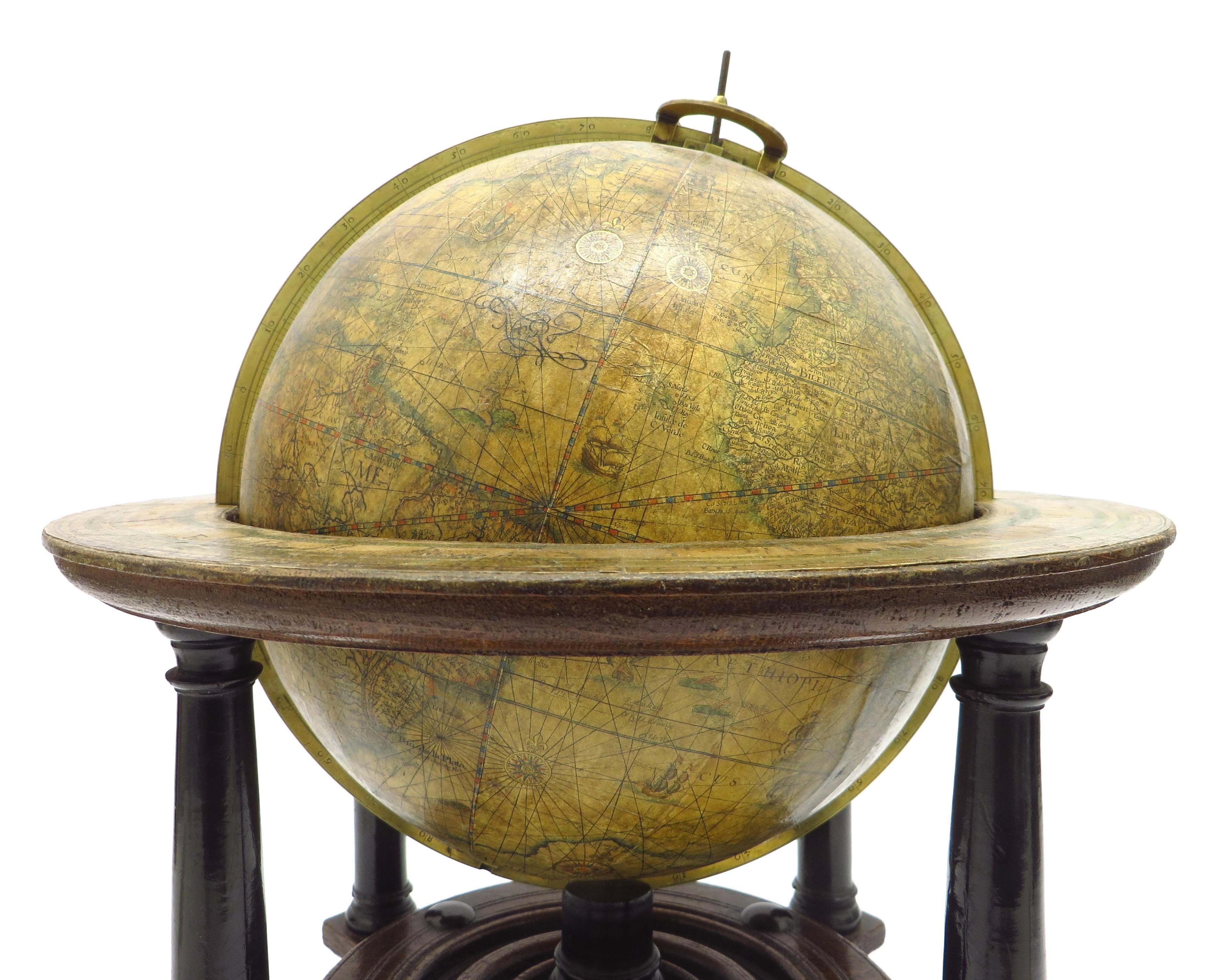 Dutch Colonial         An exceptional pair of BLAEU table globes For Sale