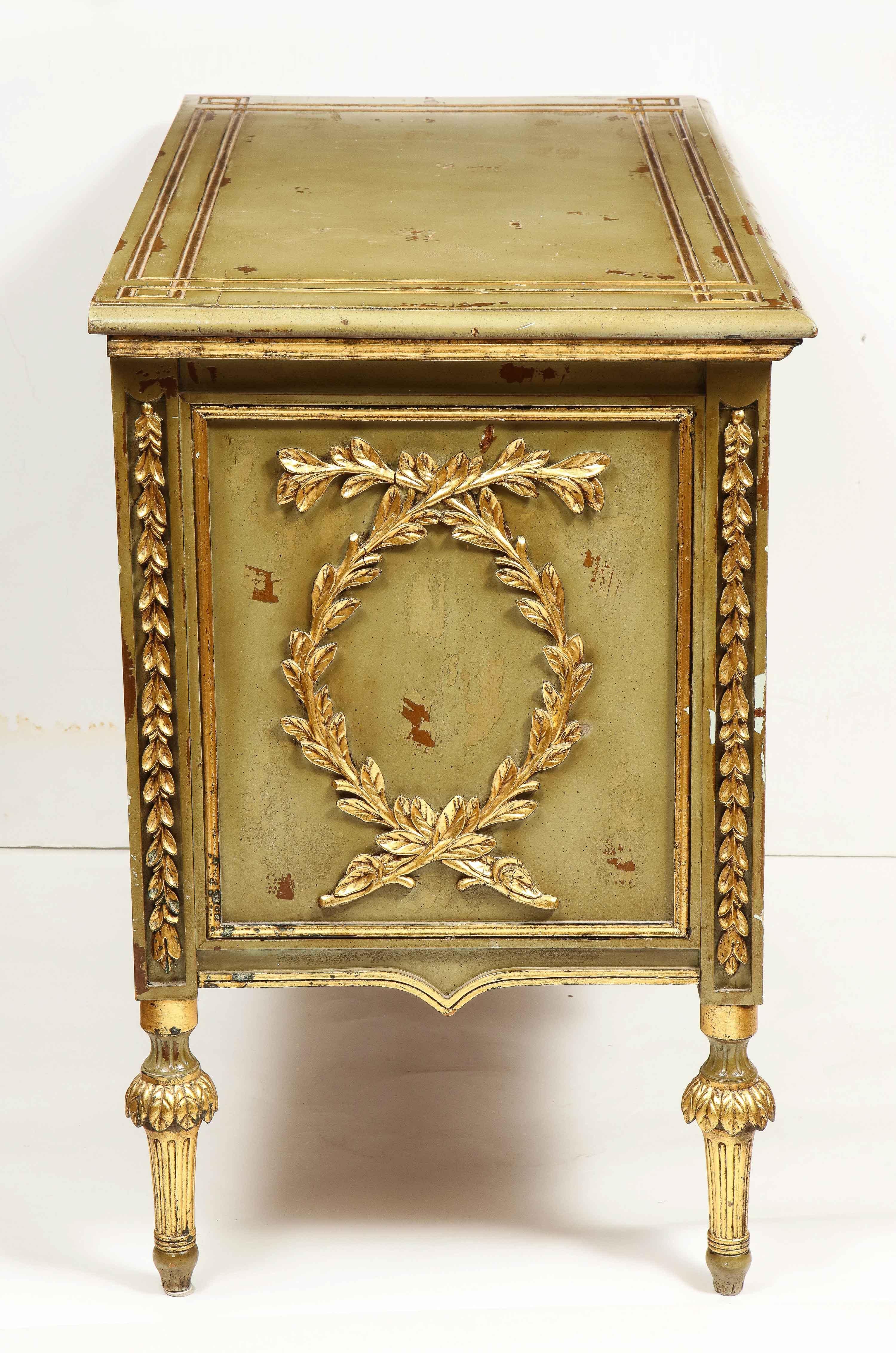 Exceptional Pair of French Provincial Green Painted and Parcel-Gilt Commodes 12
