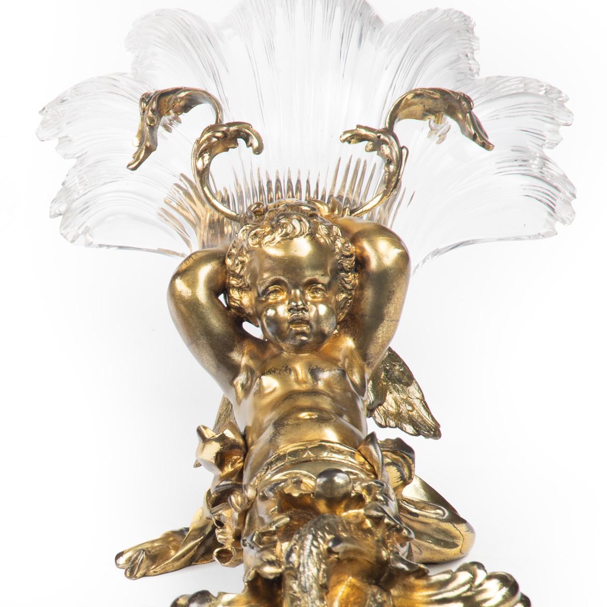 Exceptionnelle paire d'appliques en bronze doré et verre Triton de Lerolle, Paris en vente 6