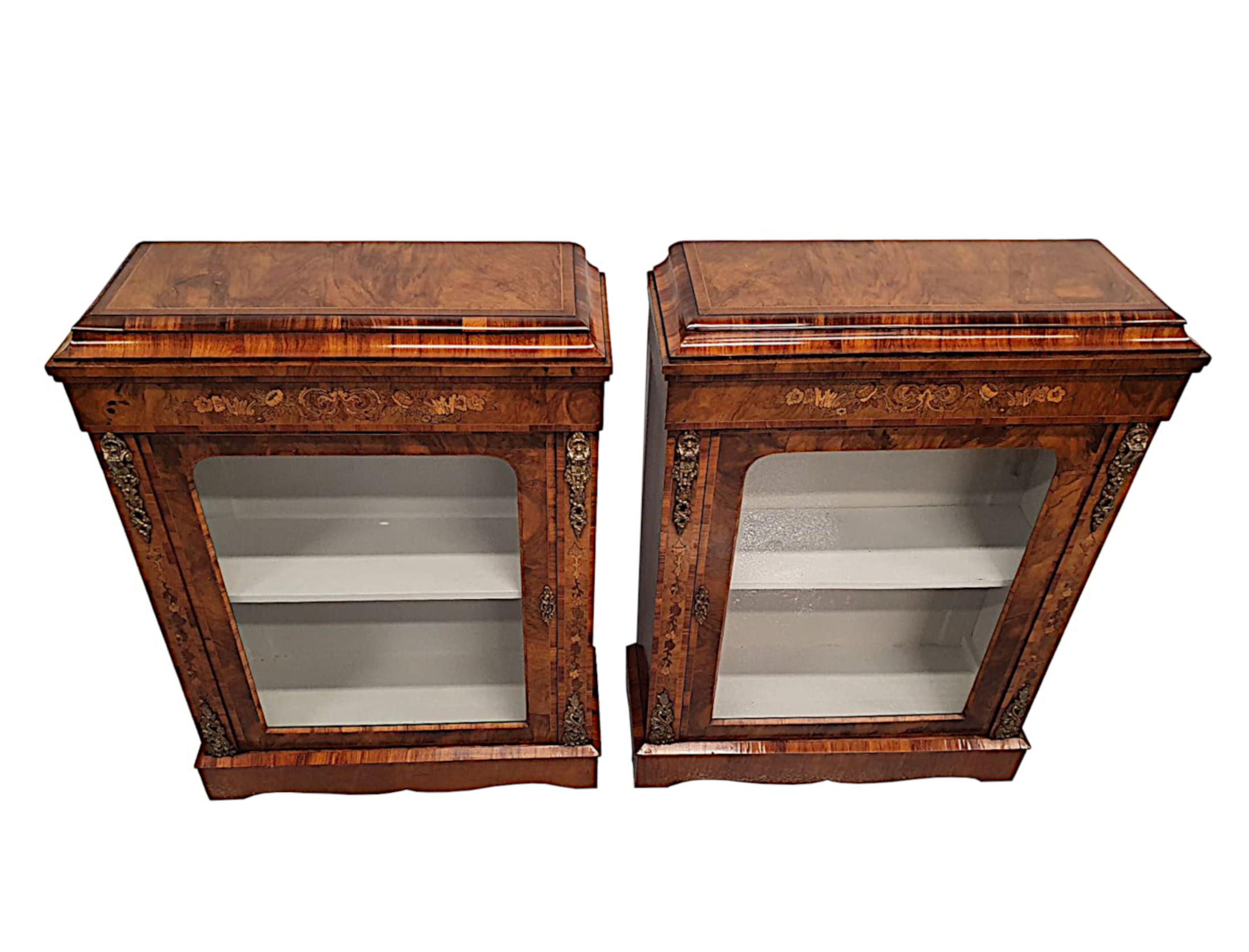 Ormolu Exceptional Pair of Rare 19th Century Pier Cabinets or Bookcases For Sale