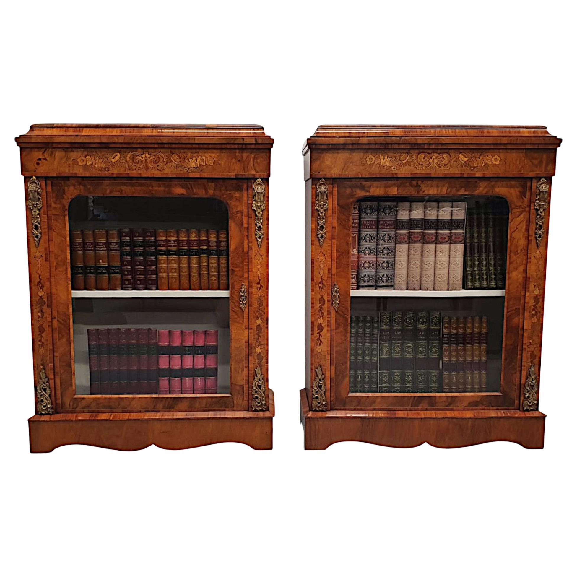 Exceptional Pair of Rare 19th Century Pier Cabinets or Bookcases For Sale