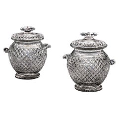 Used An Exceptional Pair of Regency Cut Glass Ice Buckets