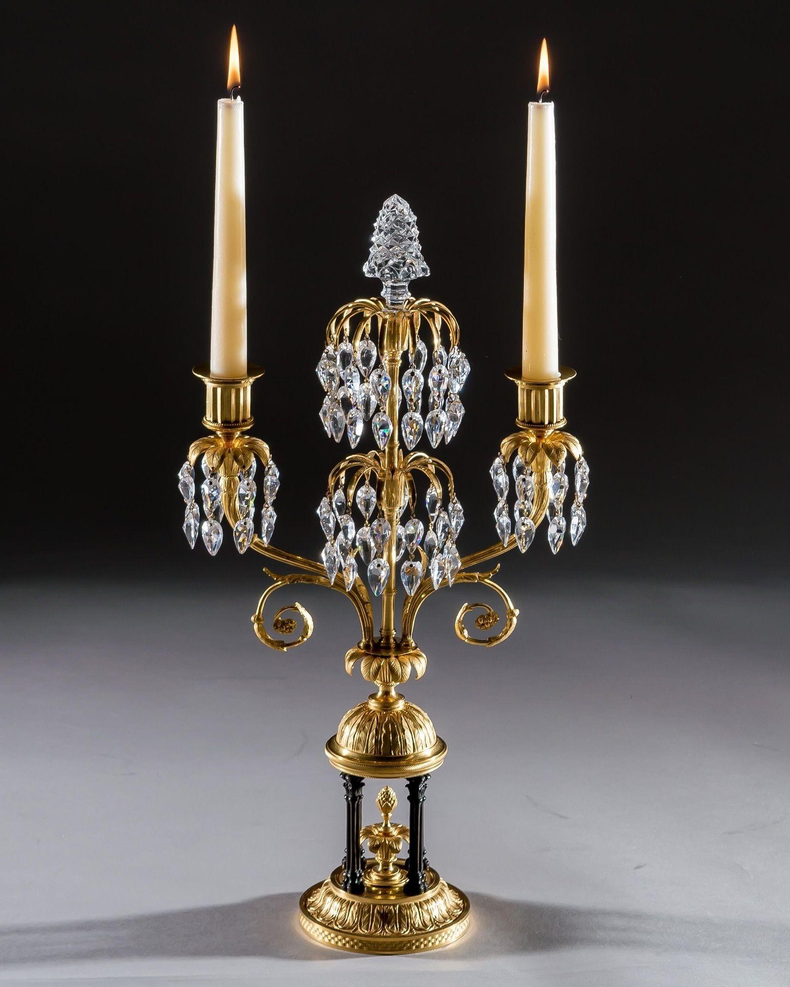 English An Exceptional Pair Of Regency Temple Candelabras