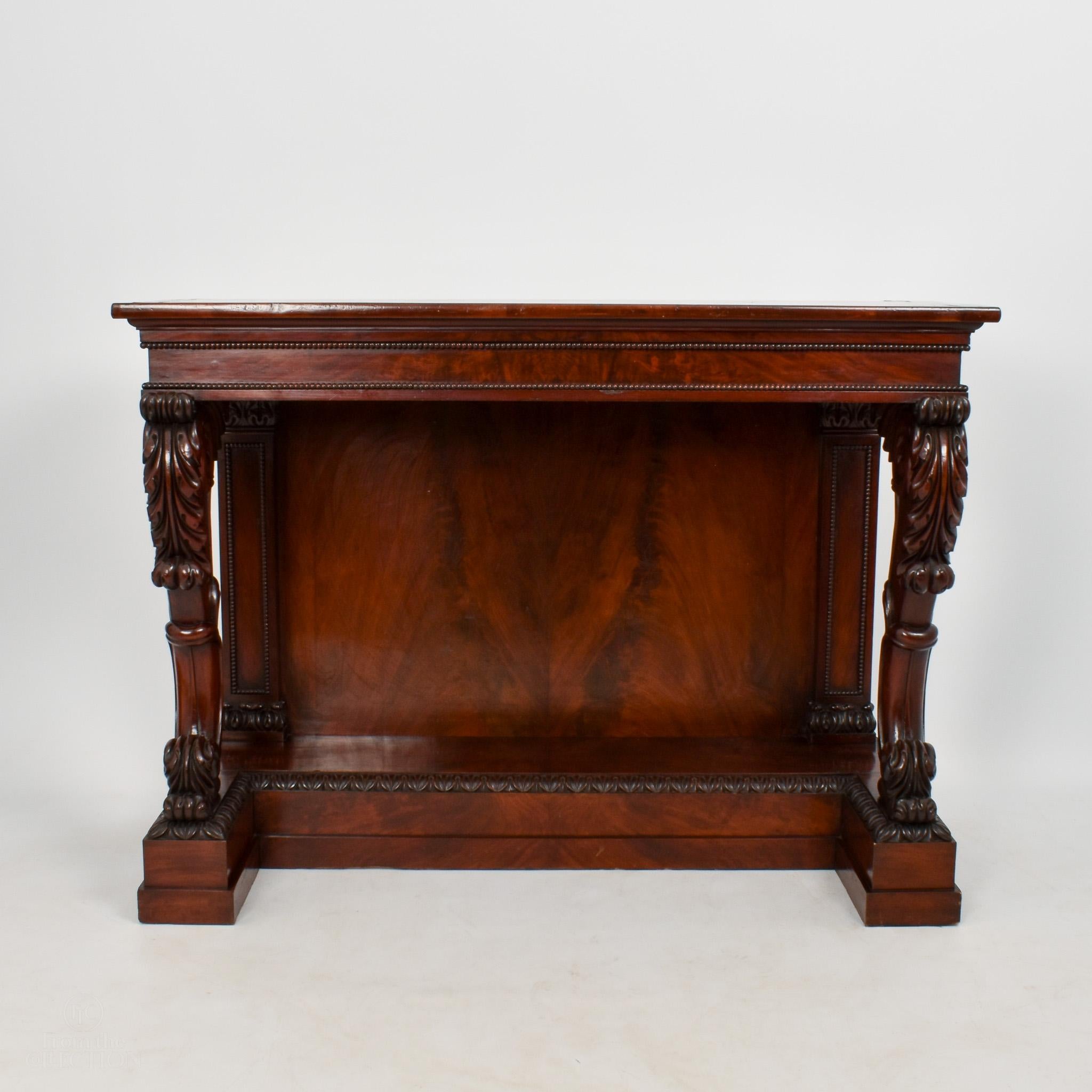 British Exceptional Pair of William IV Mahogany Console Tables, circa 1840 For Sale