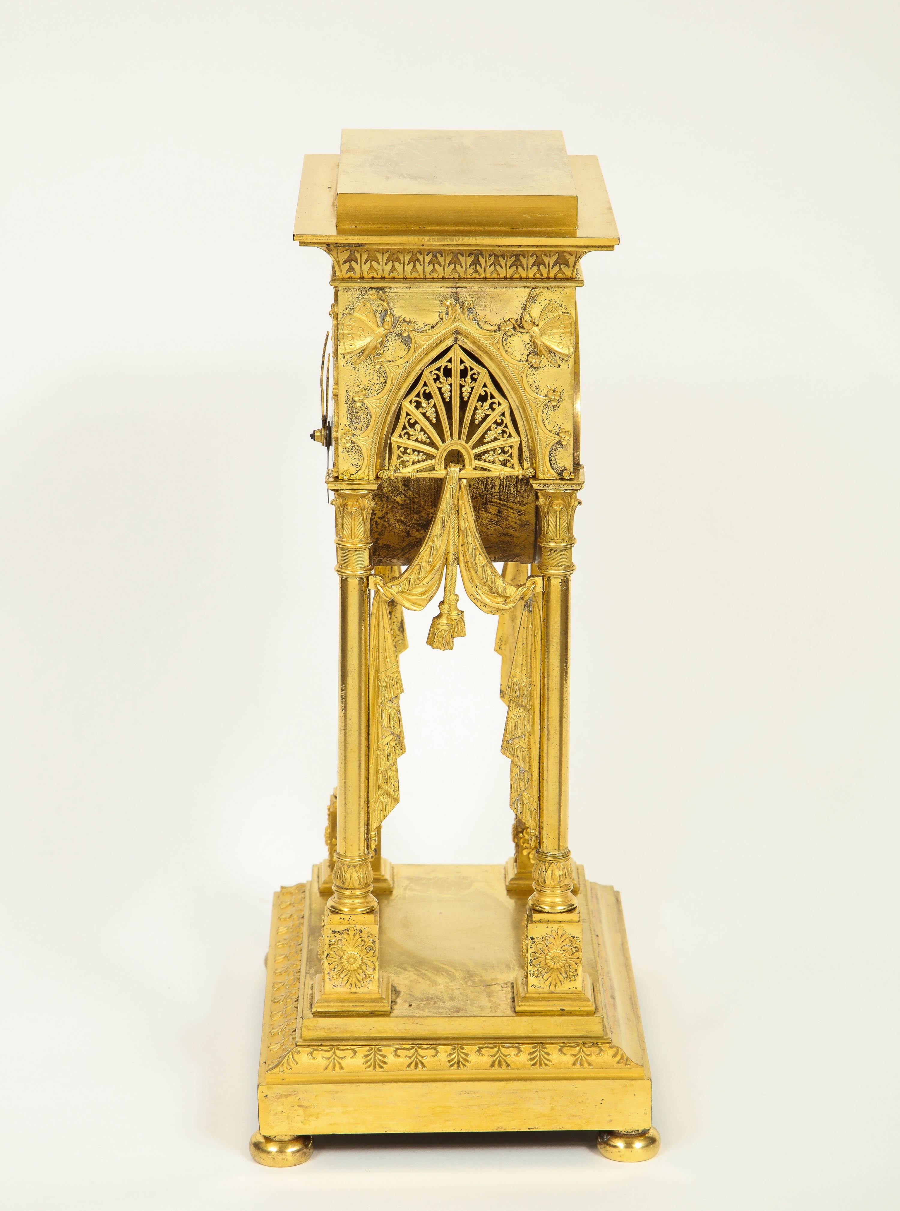 An Exceptional Quality French Ormolu Clock with Dragonflies, circa 1830 9