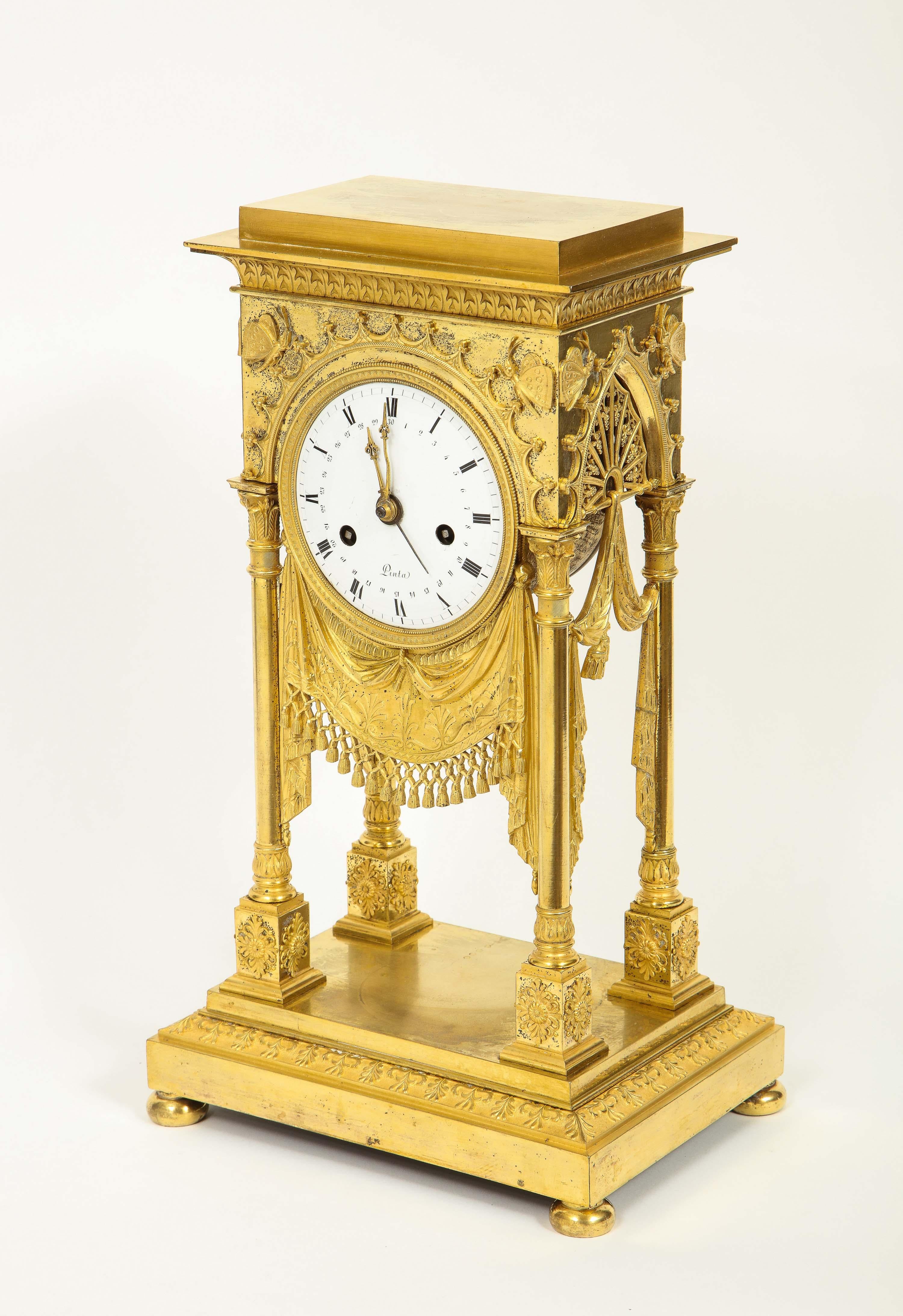 An Exceptional Quality French Ormolu Clock with Dragonflies, circa 1830 10