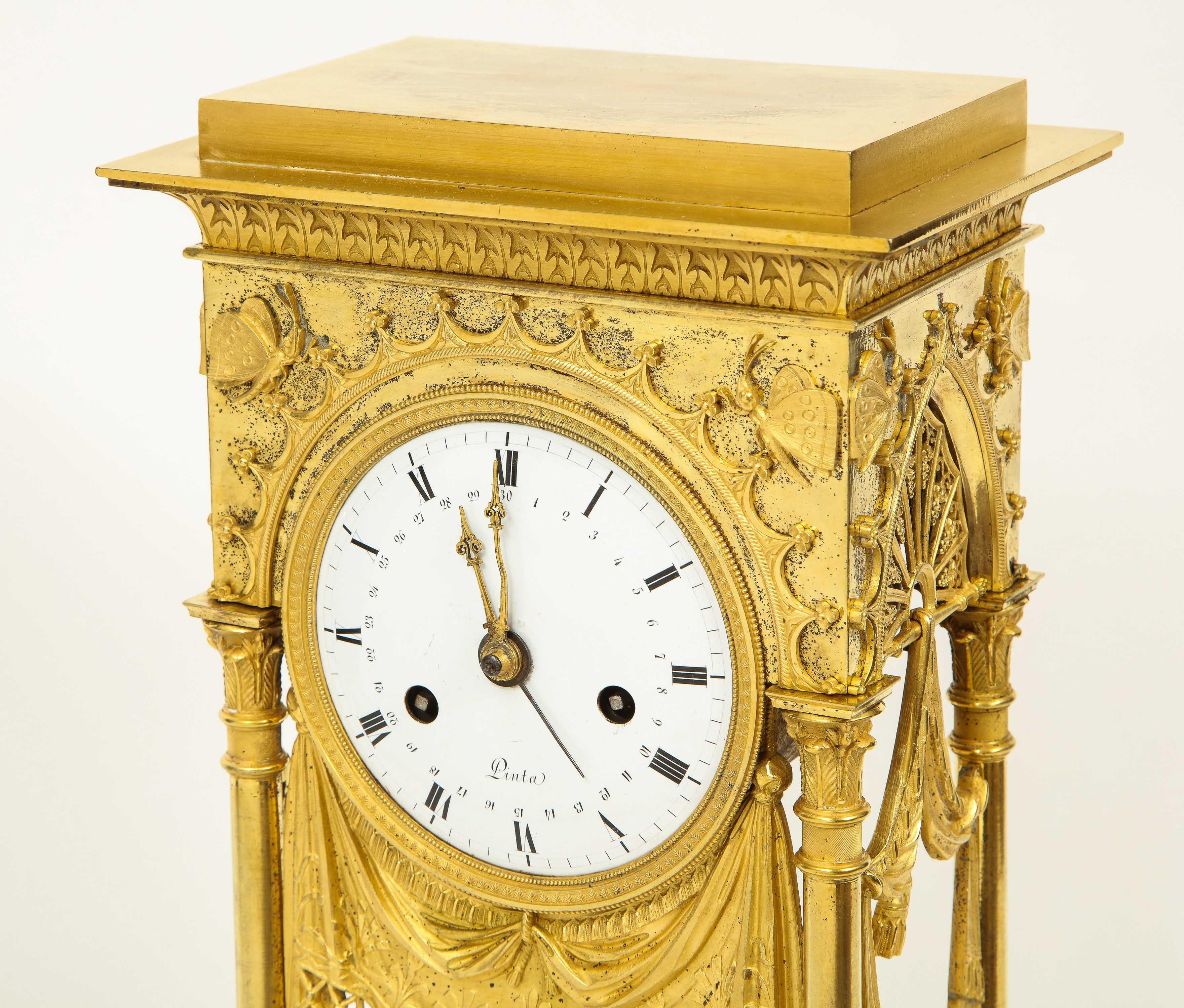 An Exceptional Quality French Ormolu Clock with Dragonflies, circa 1830 12
