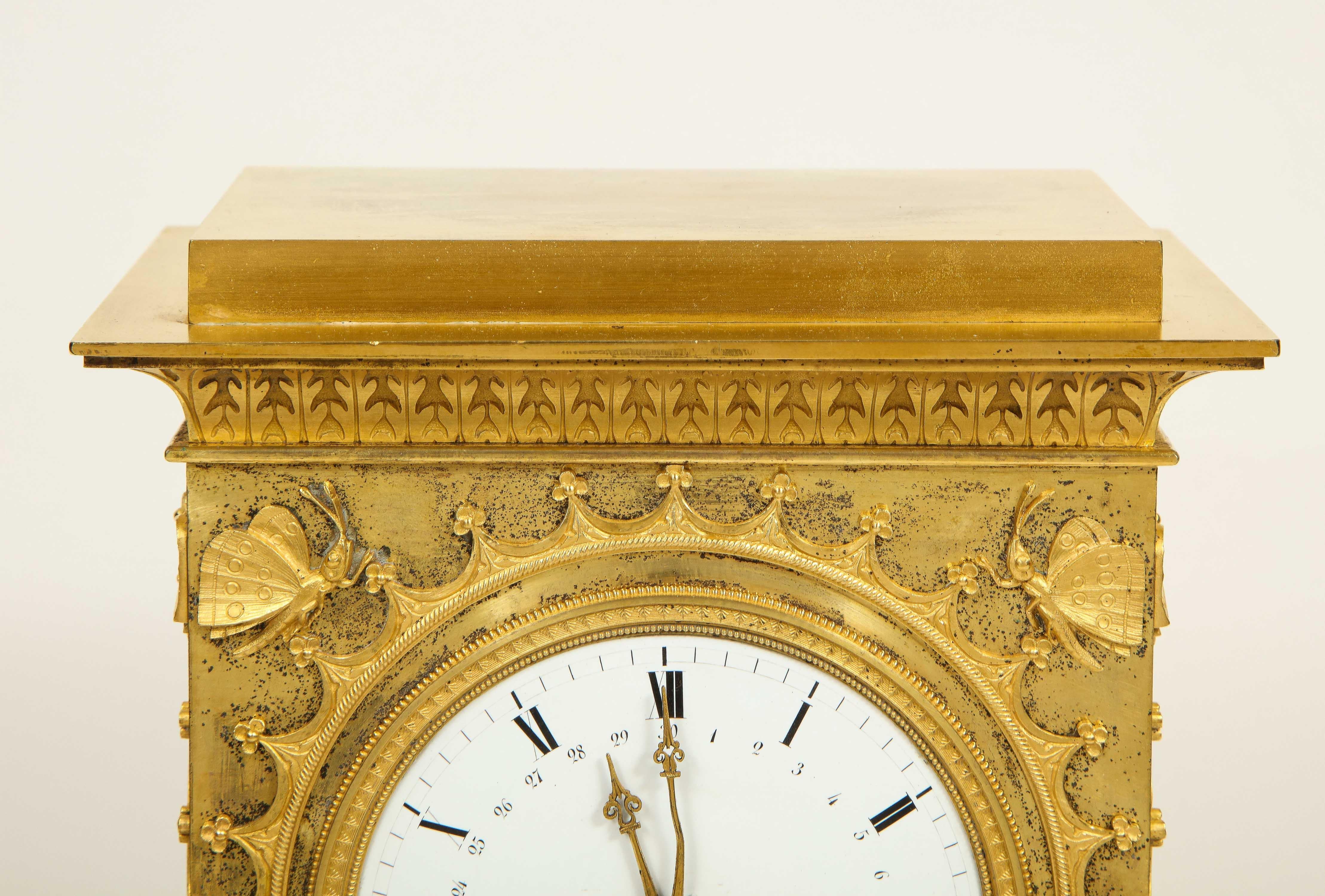 An Exceptional Quality French Ormolu Clock with Dragonflies, circa 1830 1