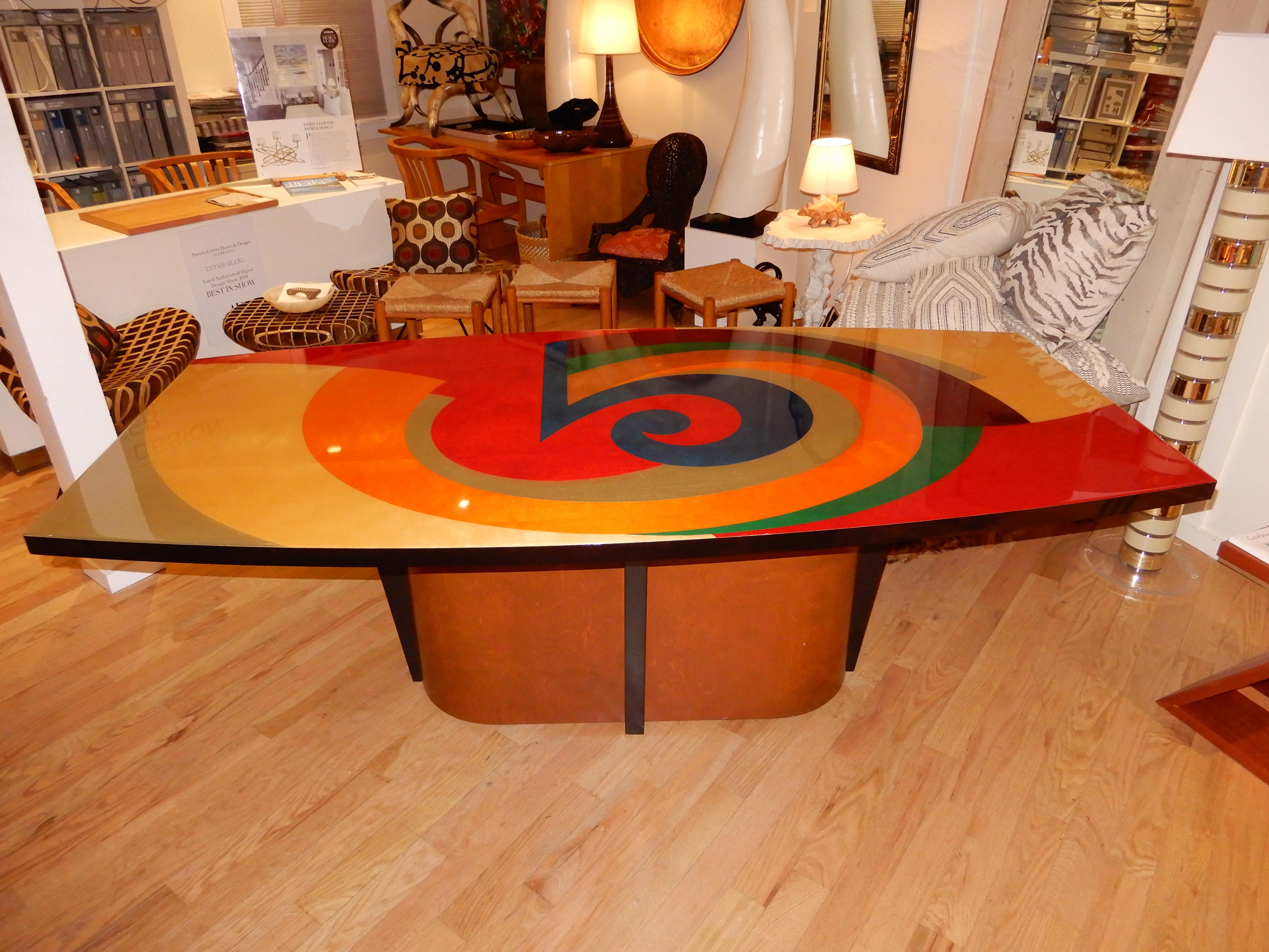 Rare Artisan Dining Room Table or Conference Table by Benjamin Le 1980s 2