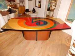 Rare Artisan Dining Room Table or Conference Table by Benjamin Le 1980s