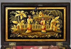 Exceptional Regency Black Miniature Japanned Cabinet