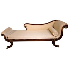 Antique Exceptional Regency Brass Decorated Chaise Longue