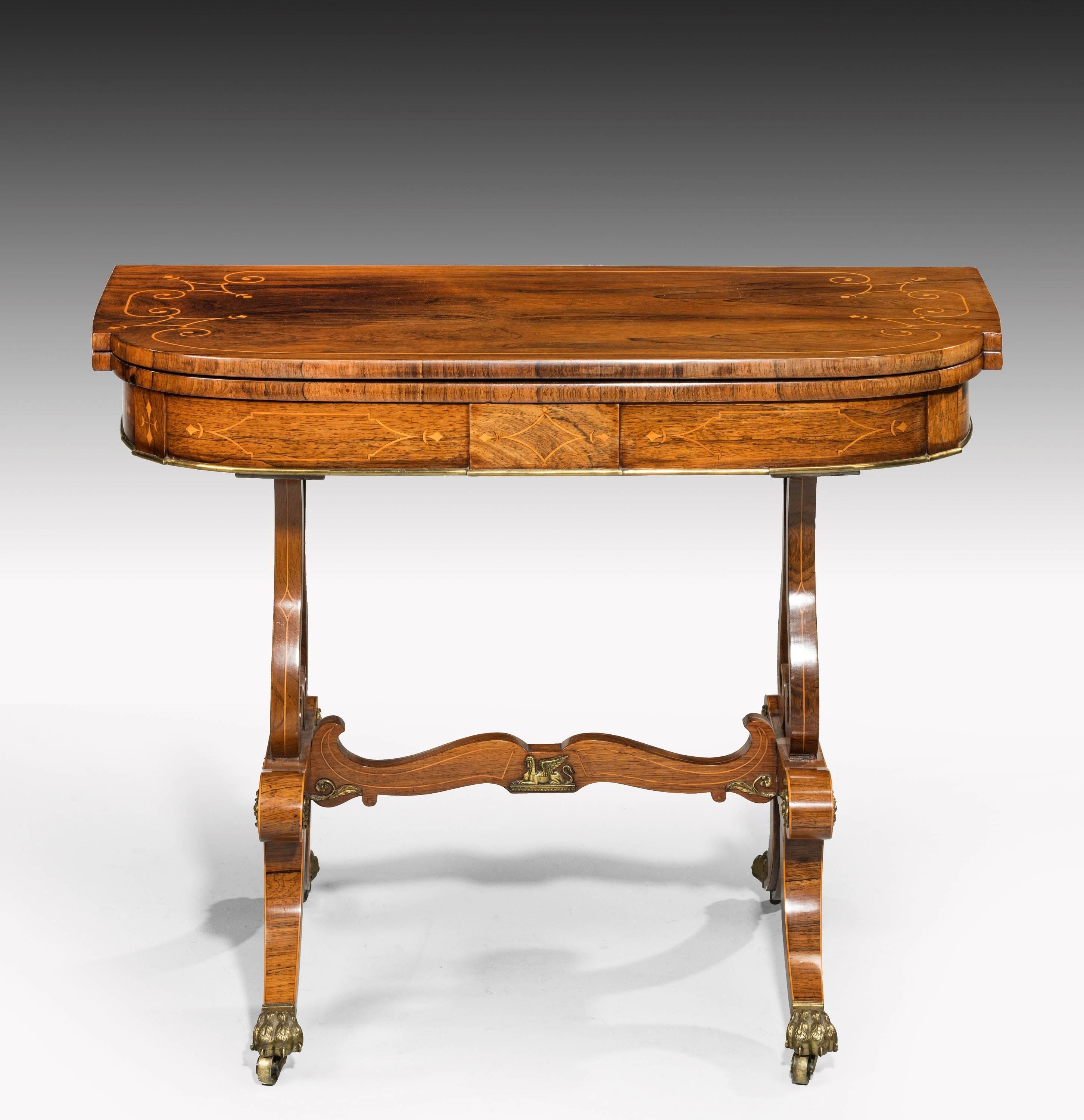 English Exceptional Regency Period Rosewood Card Table