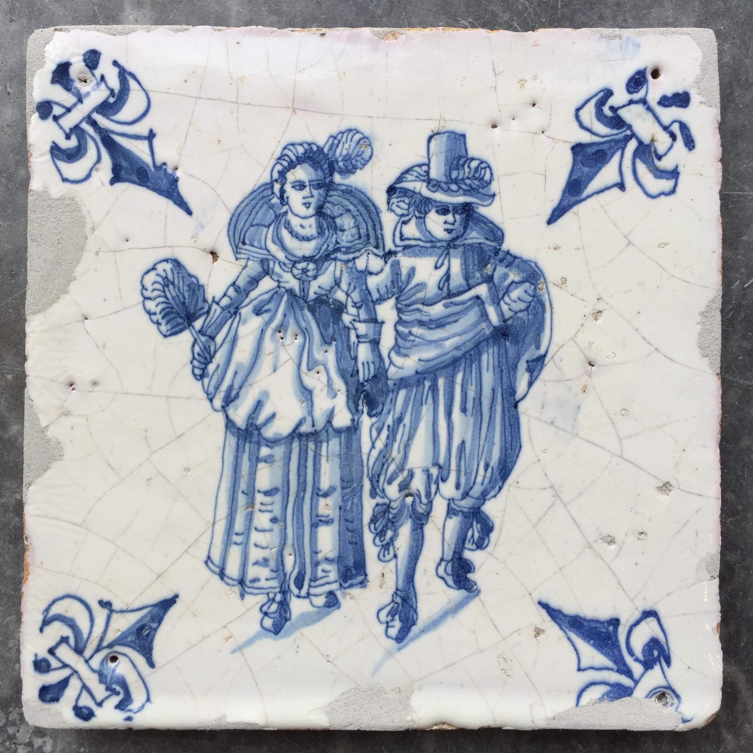 Exceptional Set of 20 Blue and White Dutch Delft Tiles with Figures 4