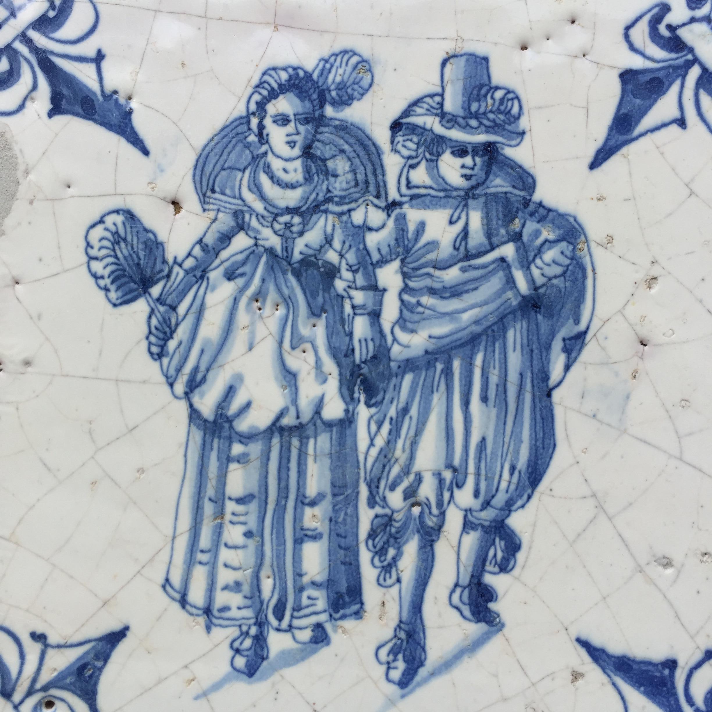Exceptional Set of 20 Blue and White Dutch Delft Tiles with Figures 5