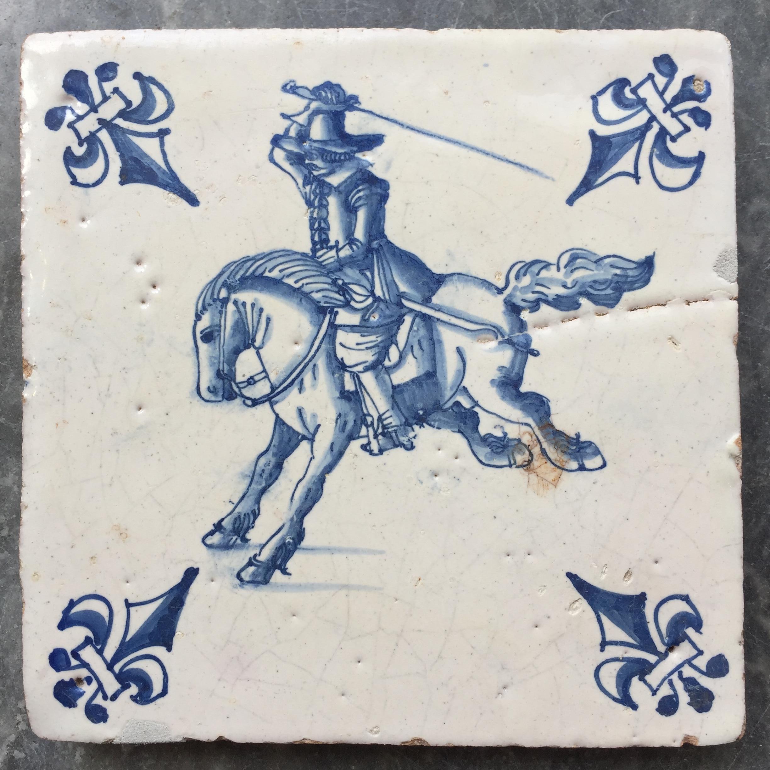Exceptional Set of 20 Blue and White Dutch Delft Tiles with Figures 6