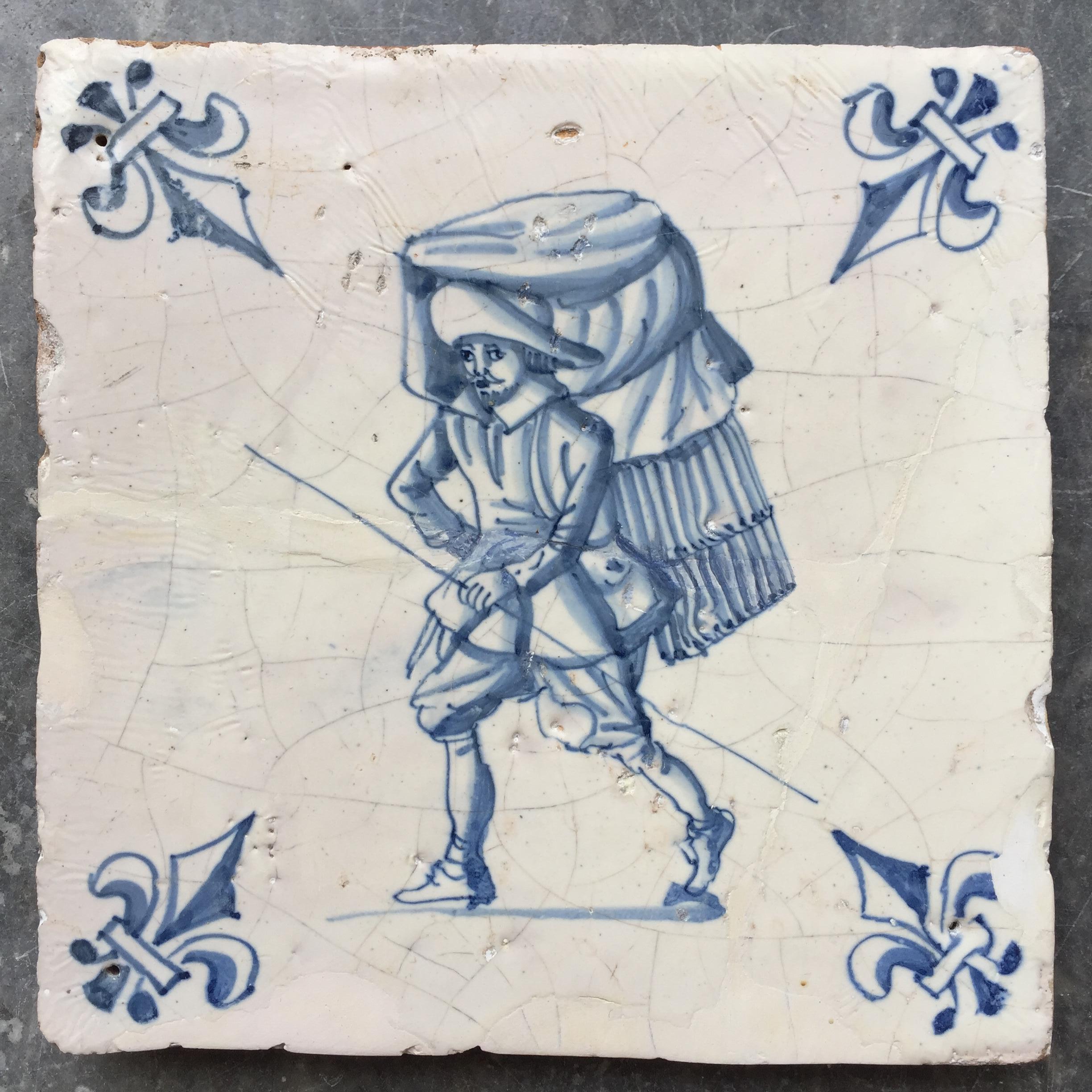 Exceptional Set of 20 Blue and White Dutch Delft Tiles with Figures 7