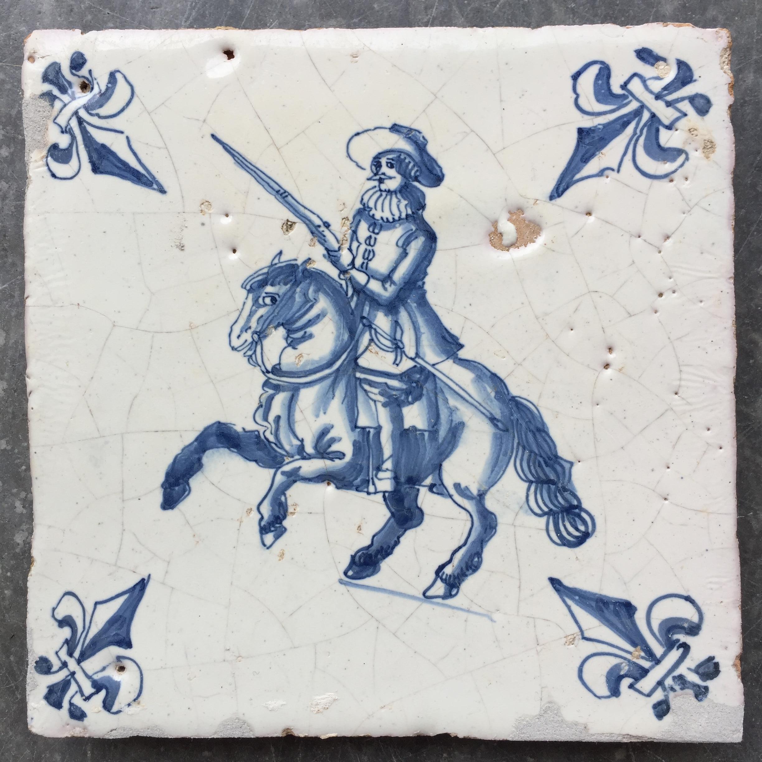 Exceptional Set of 20 Blue and White Dutch Delft Tiles with Figures 9
