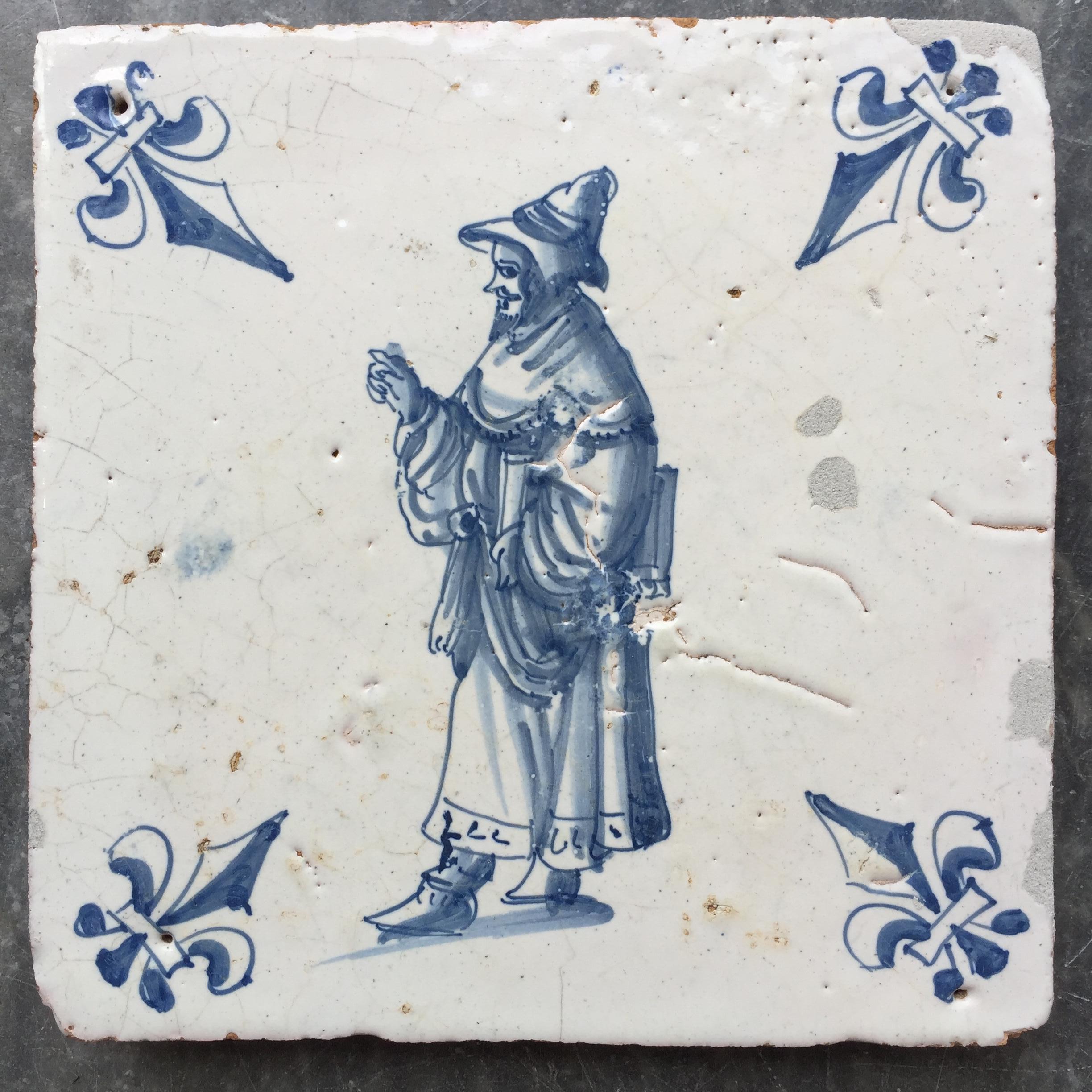 Exceptional Set of 20 Blue and White Dutch Delft Tiles with Figures 11