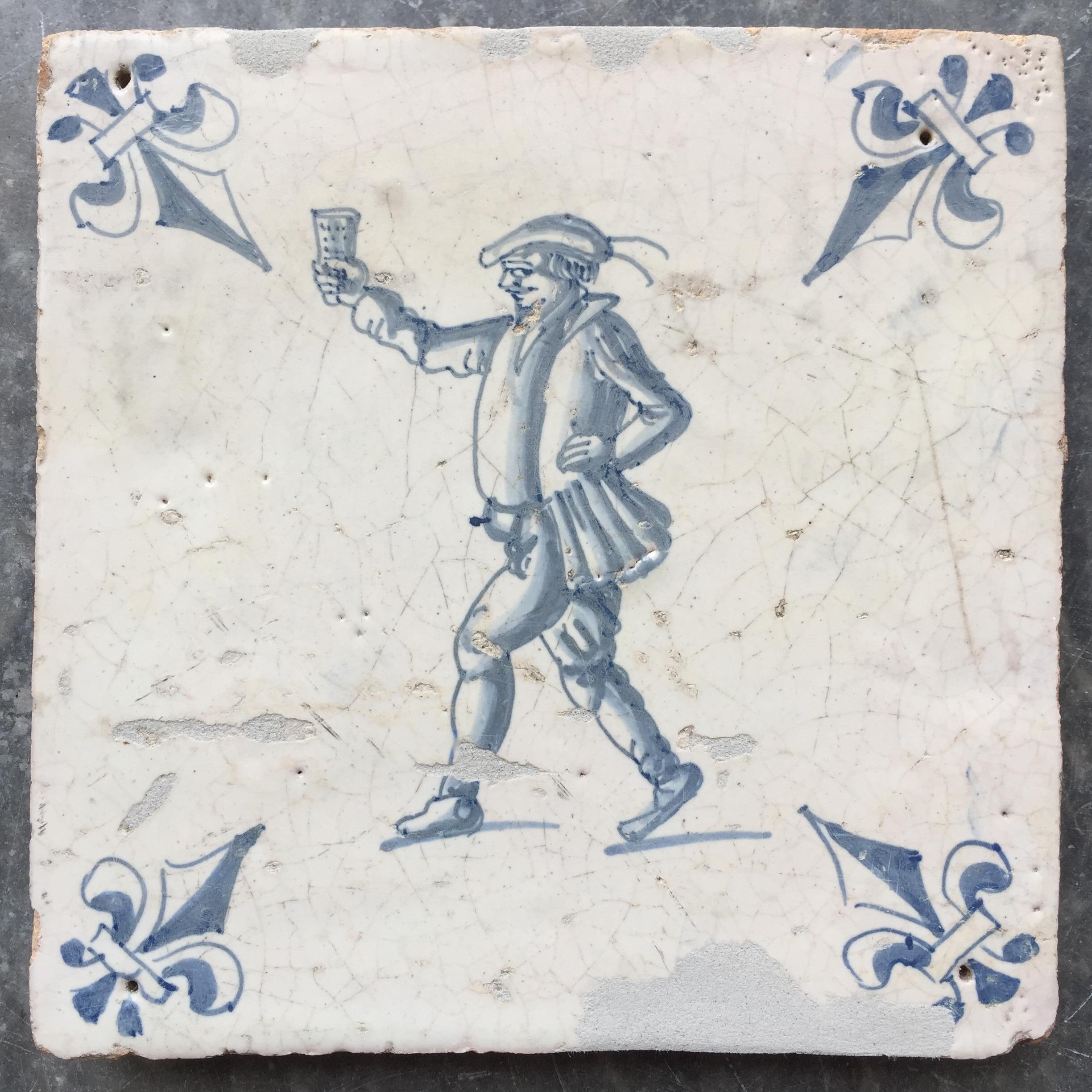 Exceptional Set of 20 Blue and White Dutch Delft Tiles with Figures 12