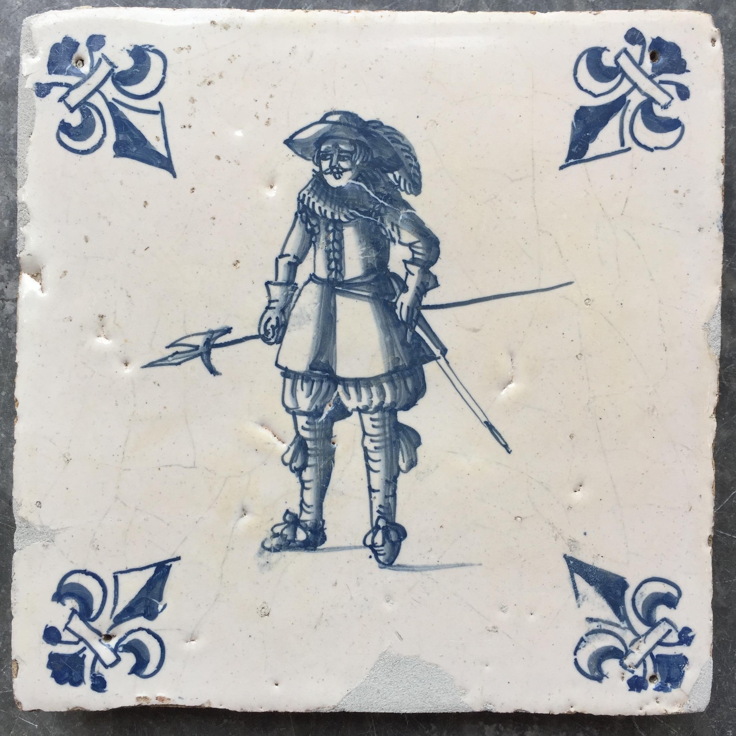 Exceptional Set of 20 Blue and White Dutch Delft Tiles with Figures 13