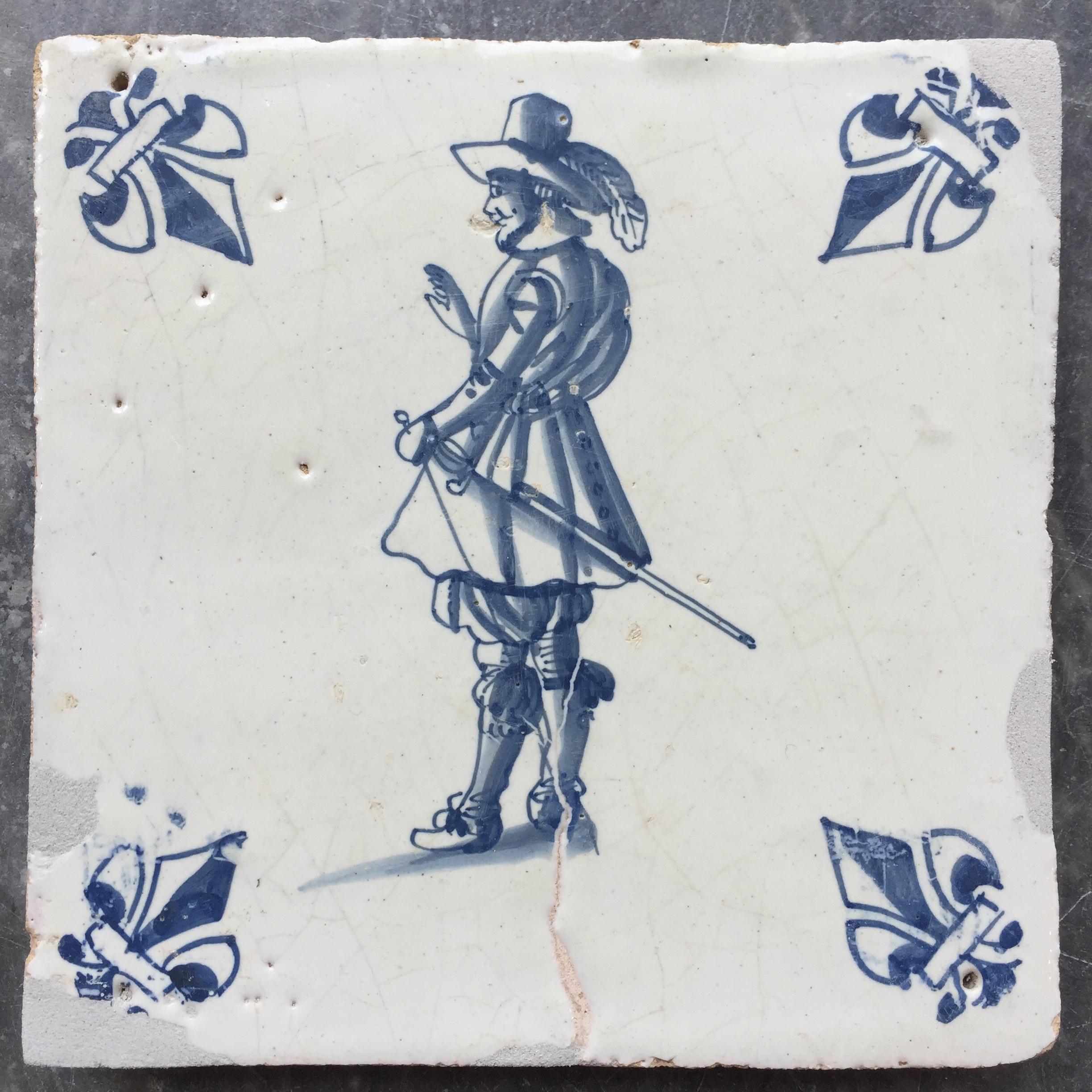 Exceptional Set of 20 Blue and White Dutch Delft Tiles with Figures 14