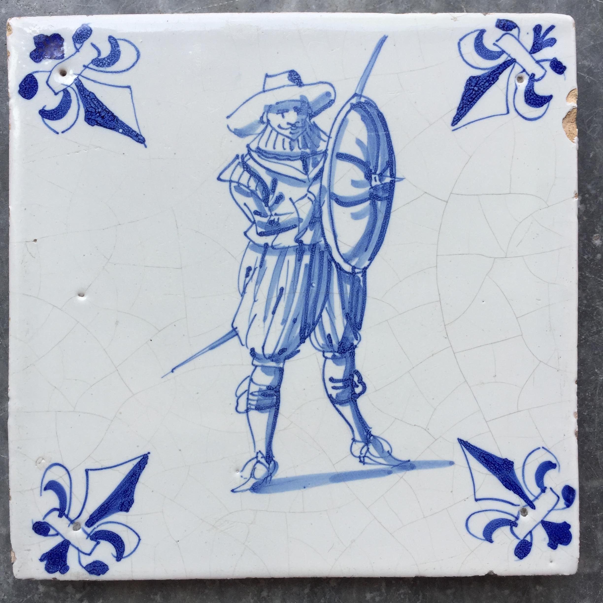 Exceptional Set of 20 Blue and White Dutch Delft Tiles with Figures In Good Condition In AMSTERDAM, NH