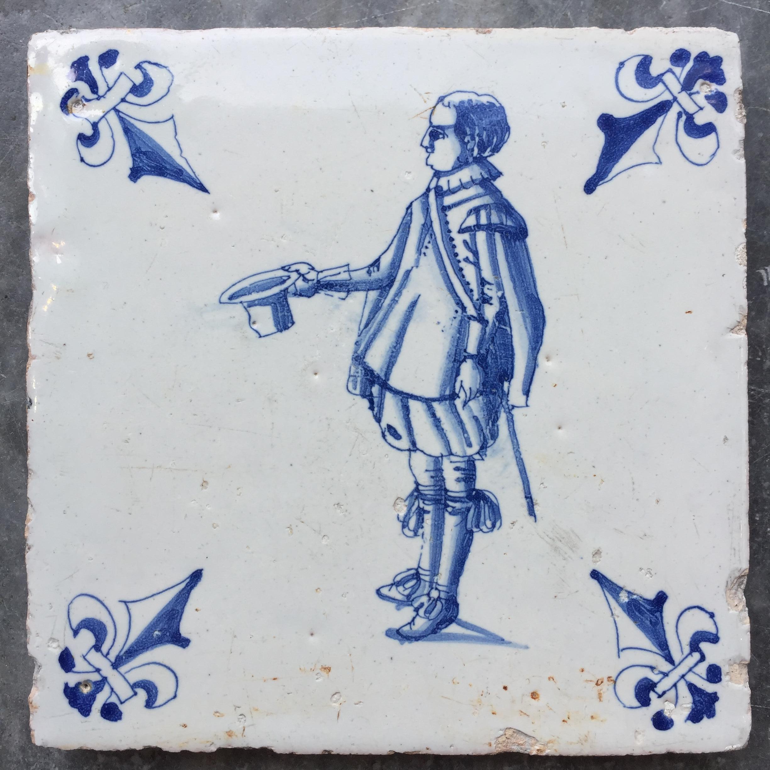 Ceramic Exceptional Set of 20 Blue and White Dutch Delft Tiles with Figures