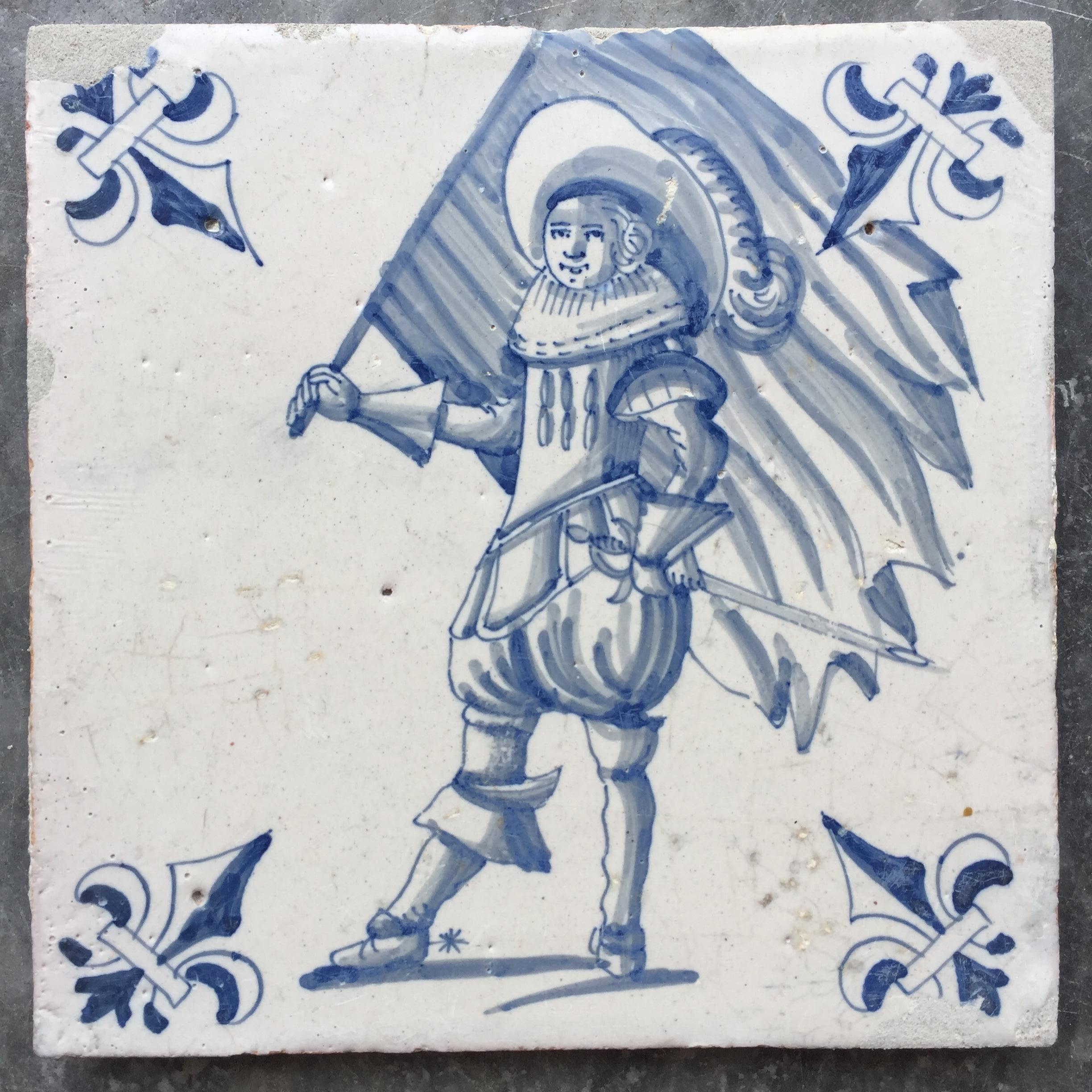 Exceptional Set of 20 Blue and White Dutch Delft Tiles with Figures 1