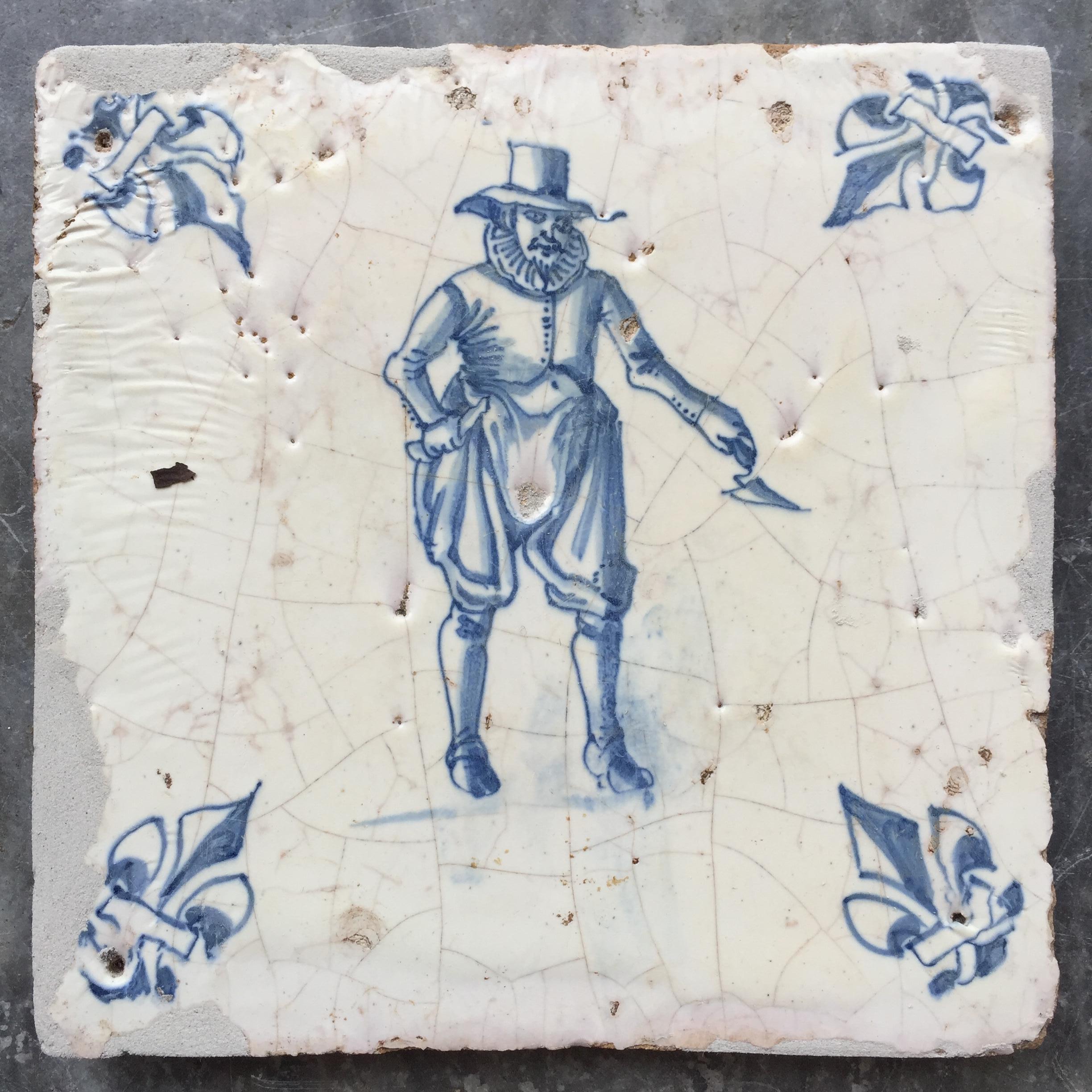 Exceptional Set of 20 Blue and White Dutch Delft Tiles with Figures 2