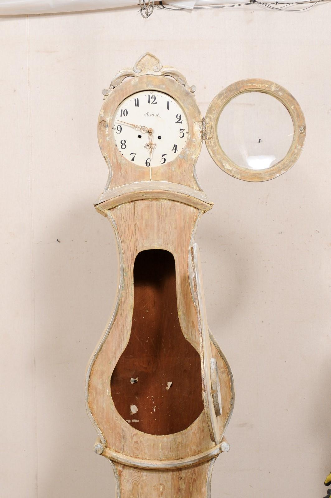 Glass Exceptional Swedish Mora Floor Clock w/Original Metal Face, 19th Century