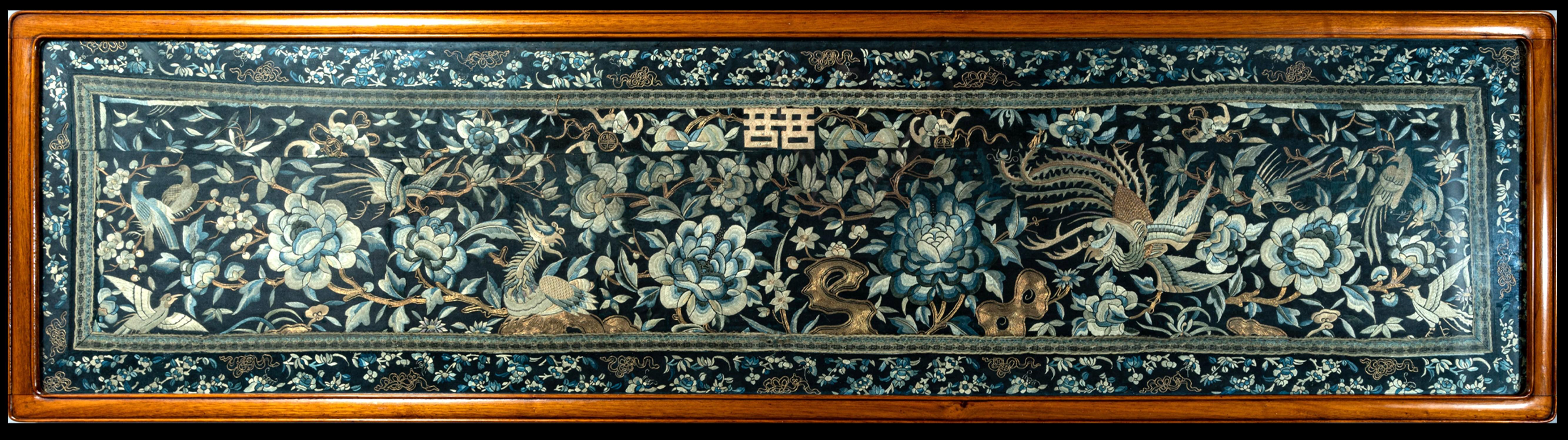 Panneau de soie matrimoniale chinoise 