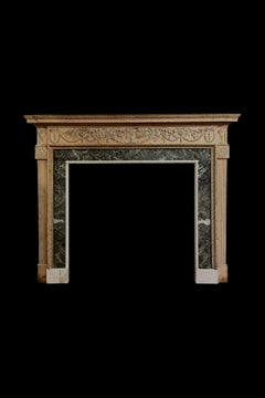 An exceptionally fine Neo-classical pine chimneypiece with original Verde Antico