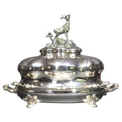 An Exceptionally Fine & Large Silver Plated Venison Serving Platter & Meat Dome