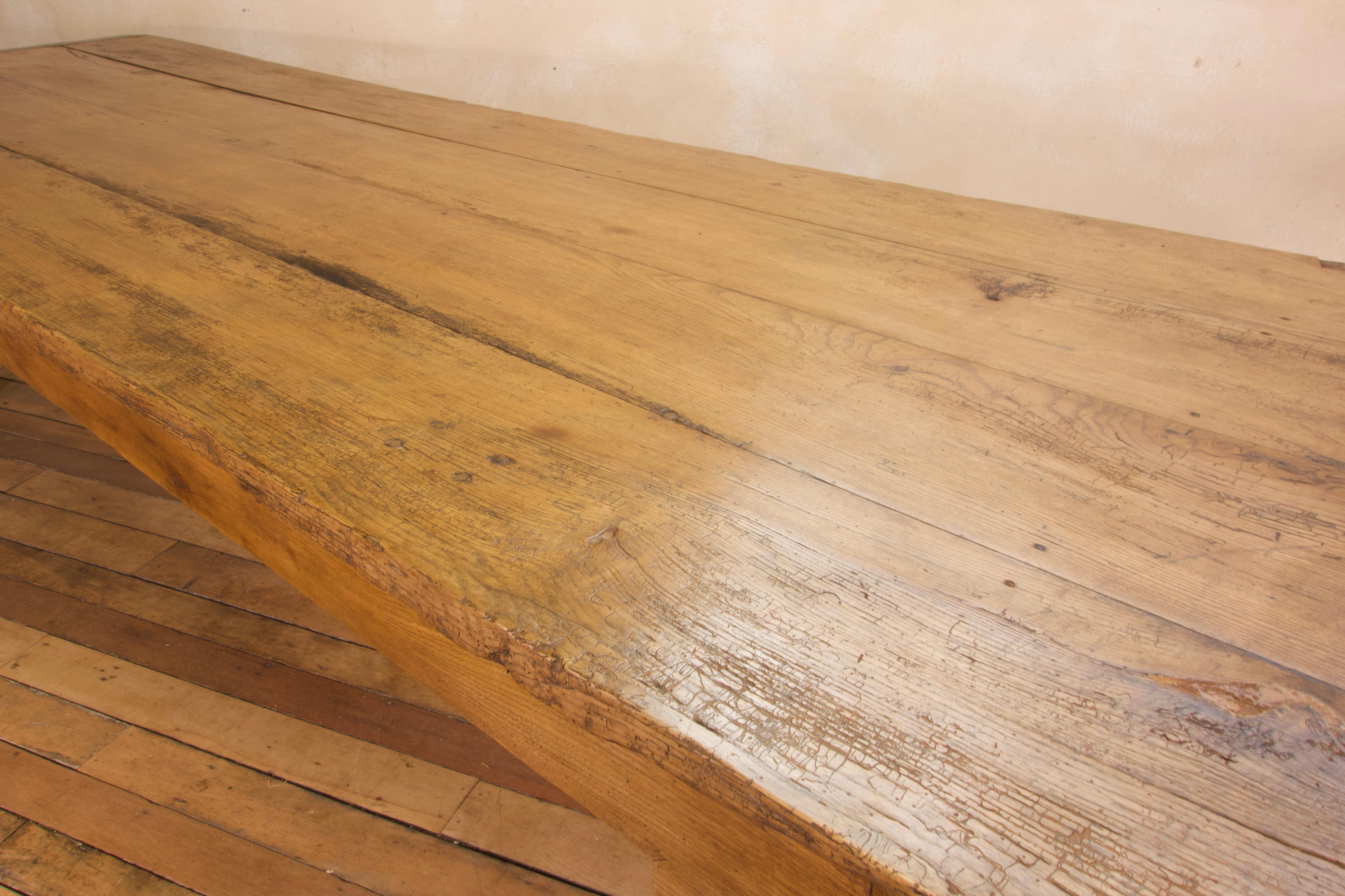 Exceptionally Large 18th Century Country Elm Farmhouse Dining Table 12