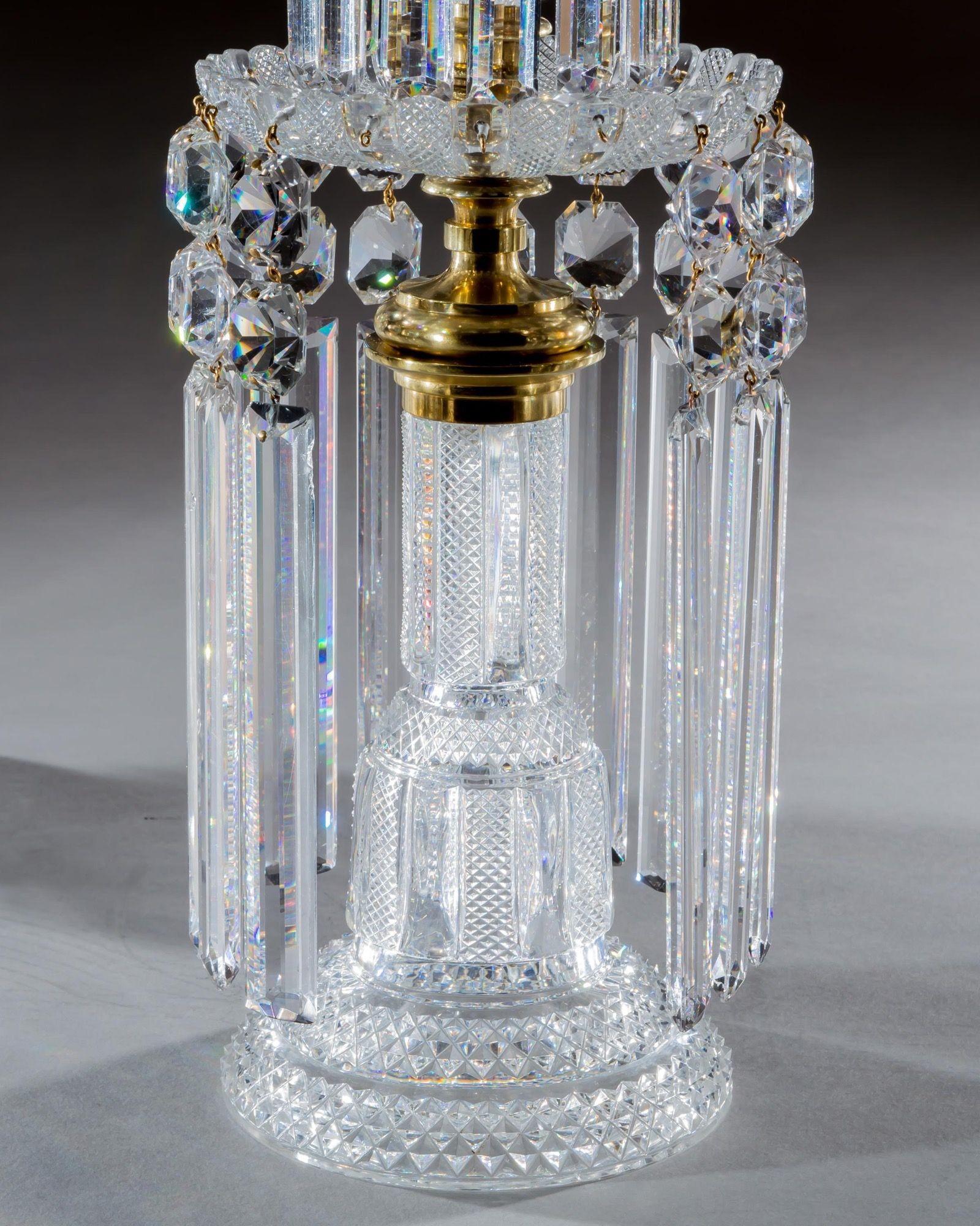 English An Exceptionally Large Pair of Regency Lustre's By John Blades For Sale