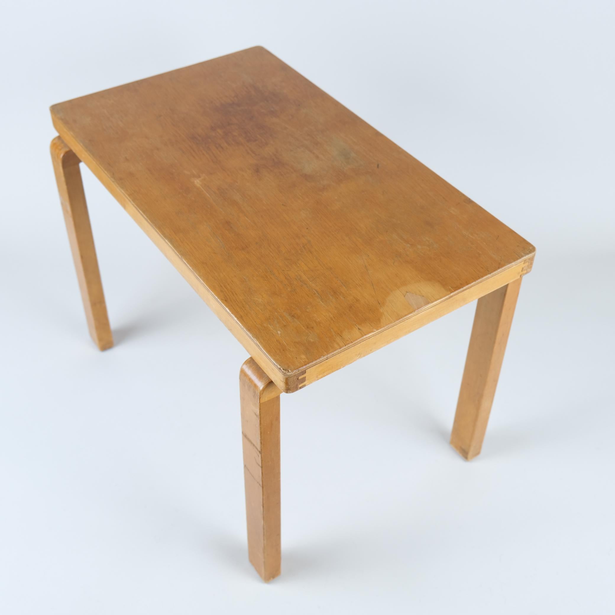 An Exceptionally Rare Alvar Aalto War-time Joints Small Side table, Artek 1940s For Sale 4