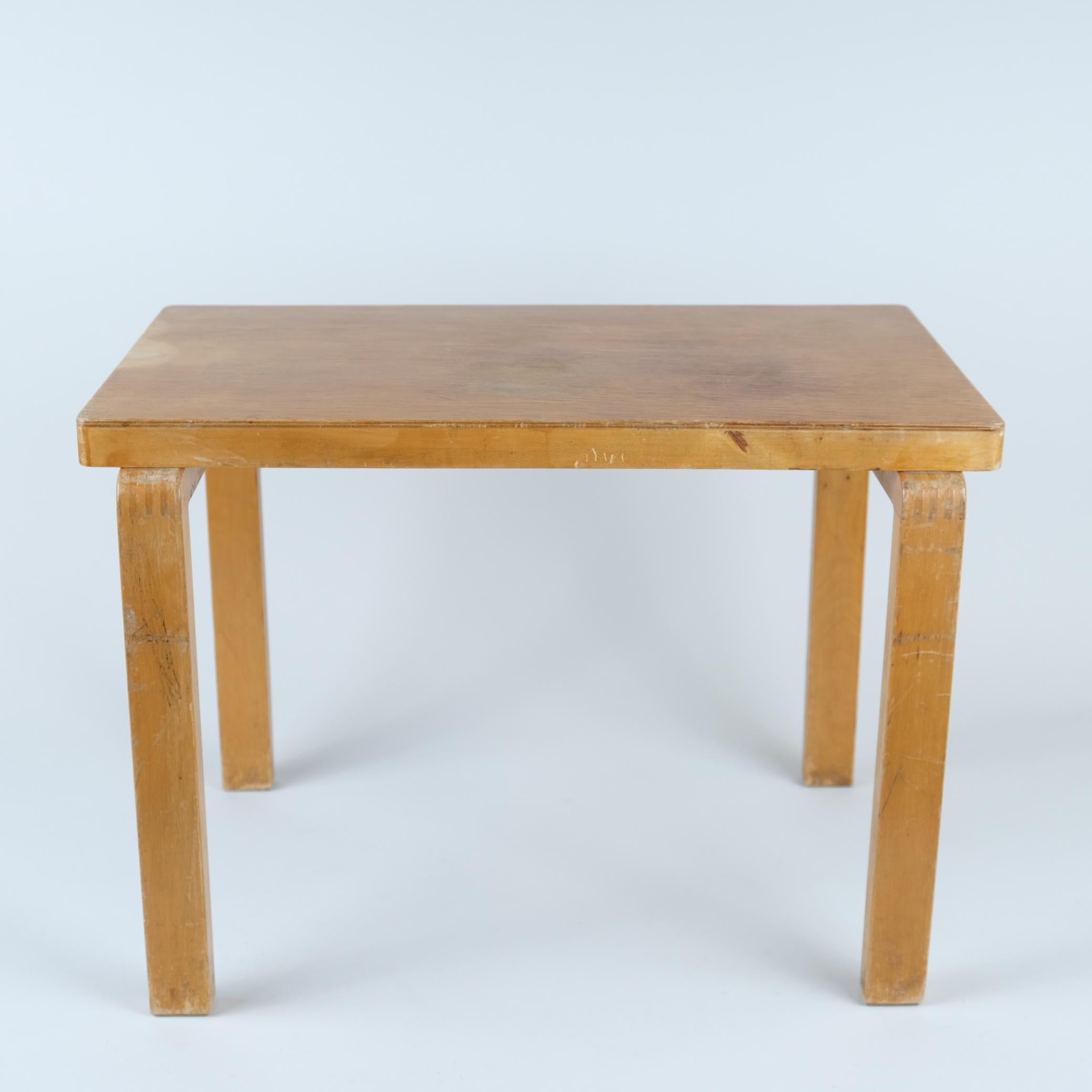 Mid-20th Century An Exceptionally Rare Alvar Aalto War-time Joints Small Side table, Artek 1940s For Sale