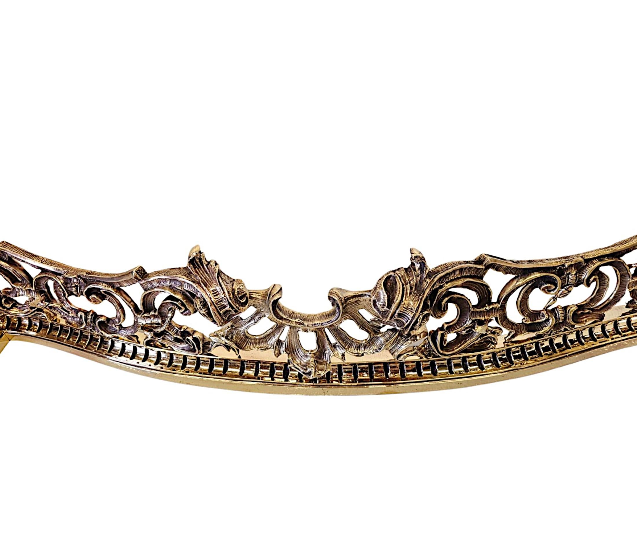 Rococo An Exceptionally Rare  Early 19th Century Cast Brass Fender in the Rococco Style For Sale