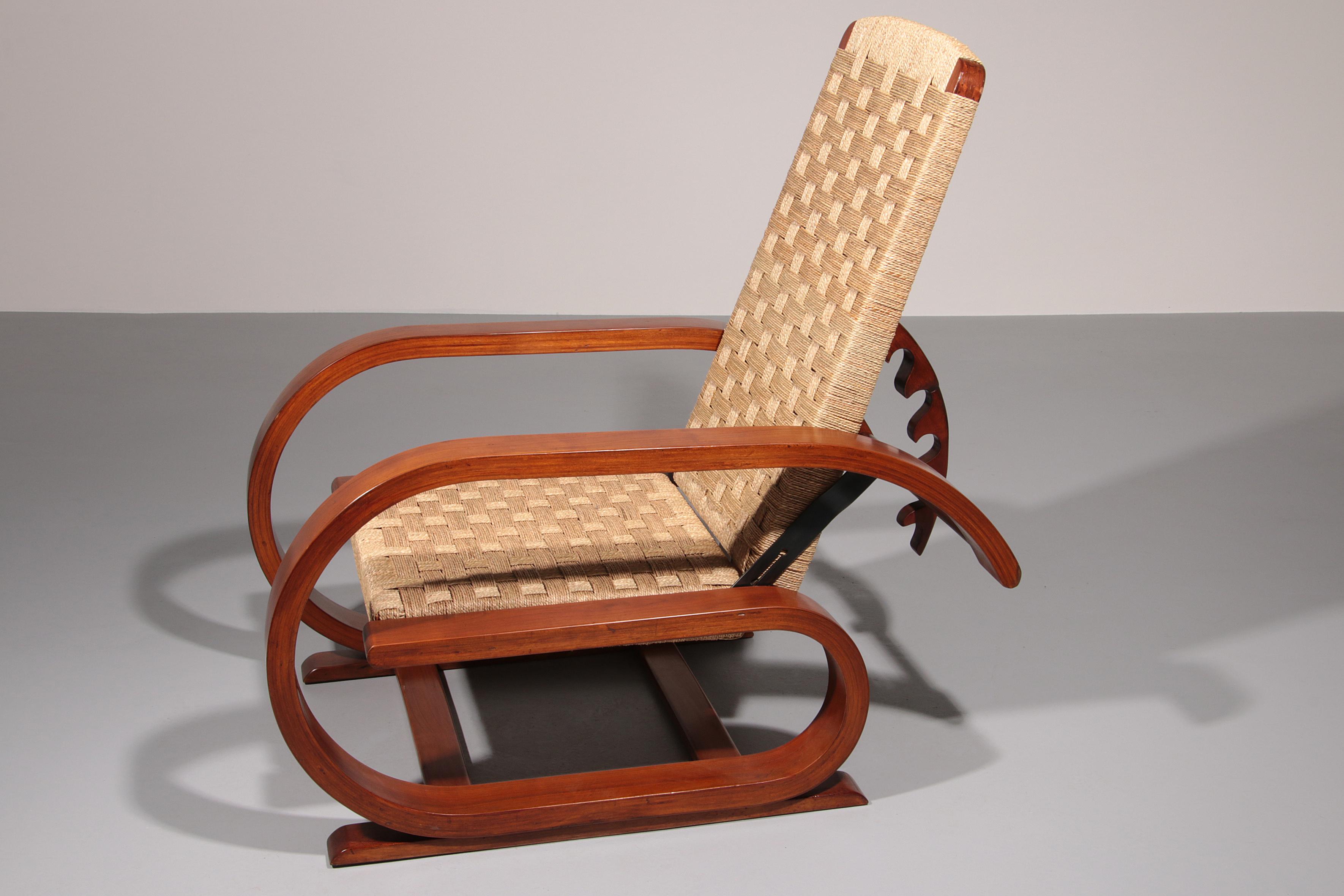 Une chaise longue en acajou exceptionnellement rare, fabriquée en Italie dans les années 1950