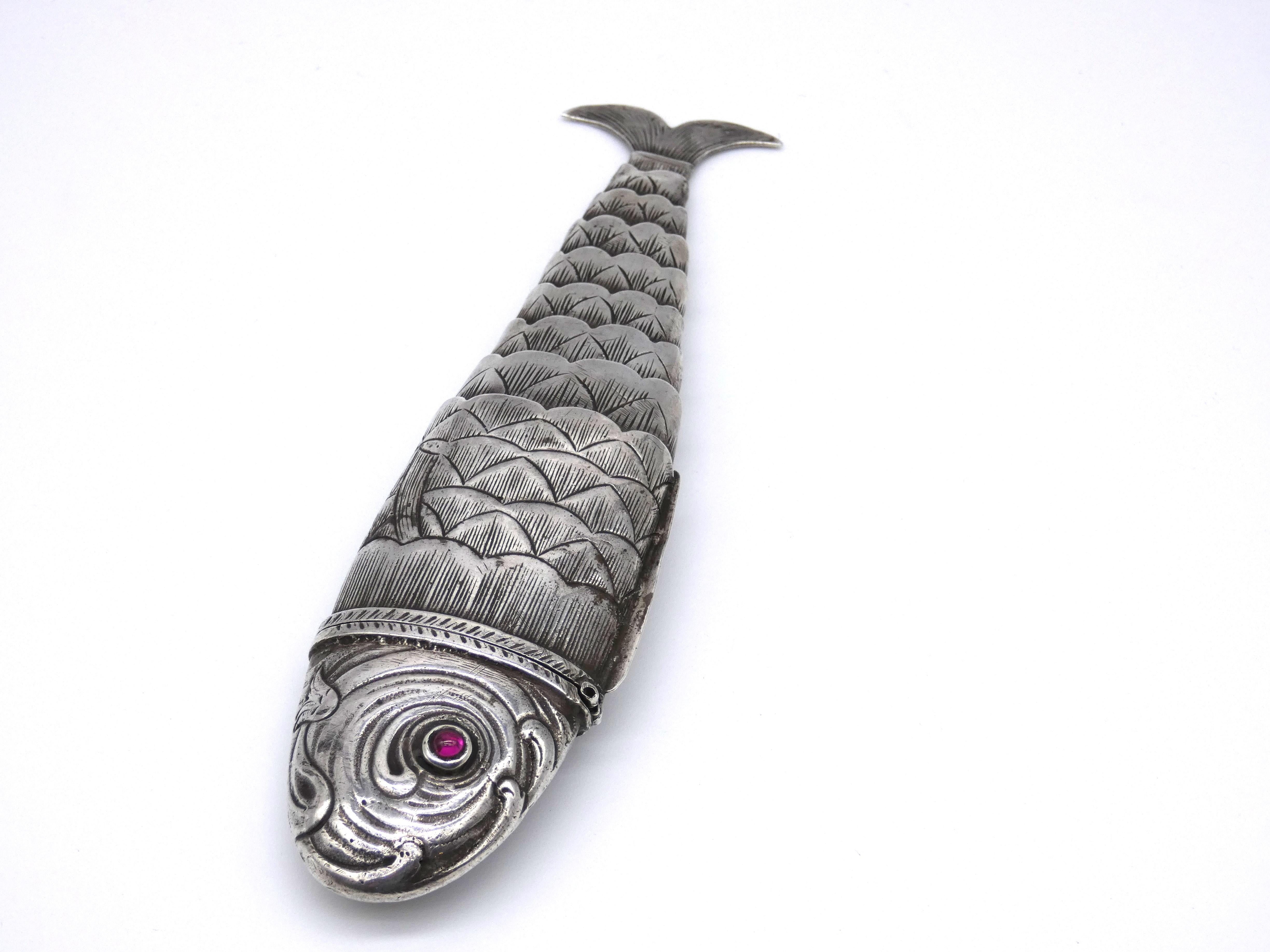 Russian An Exclusive Silver Fish Formed Spice Container, Russia Circa 1800 For Sale