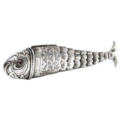 Antique An Exclusive Silver Fish Formed Spice Container, Russia Circa 1800