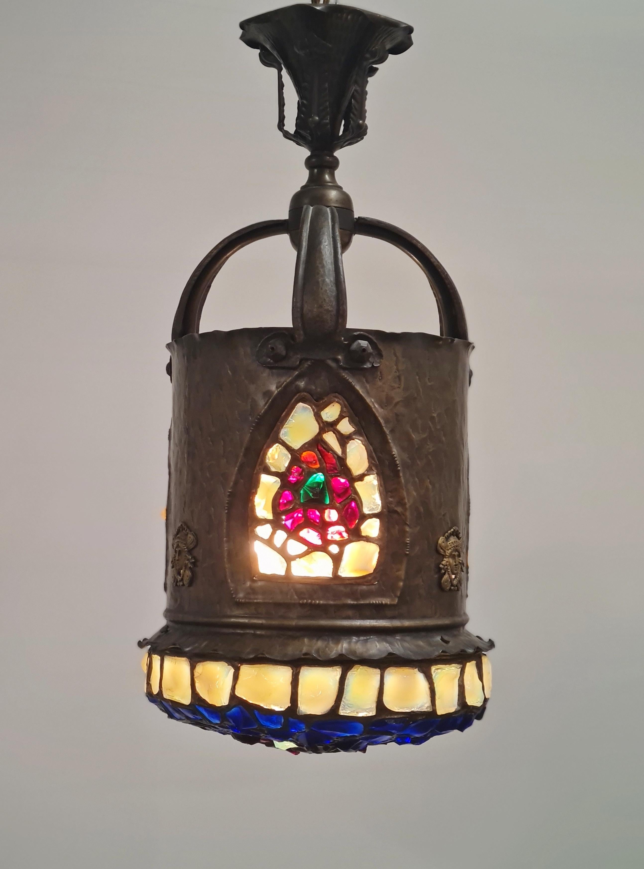 Art Nouveau An Exeptionally Beautiful Art Noveau Ceiling Lamp, 1890-1920s For Sale