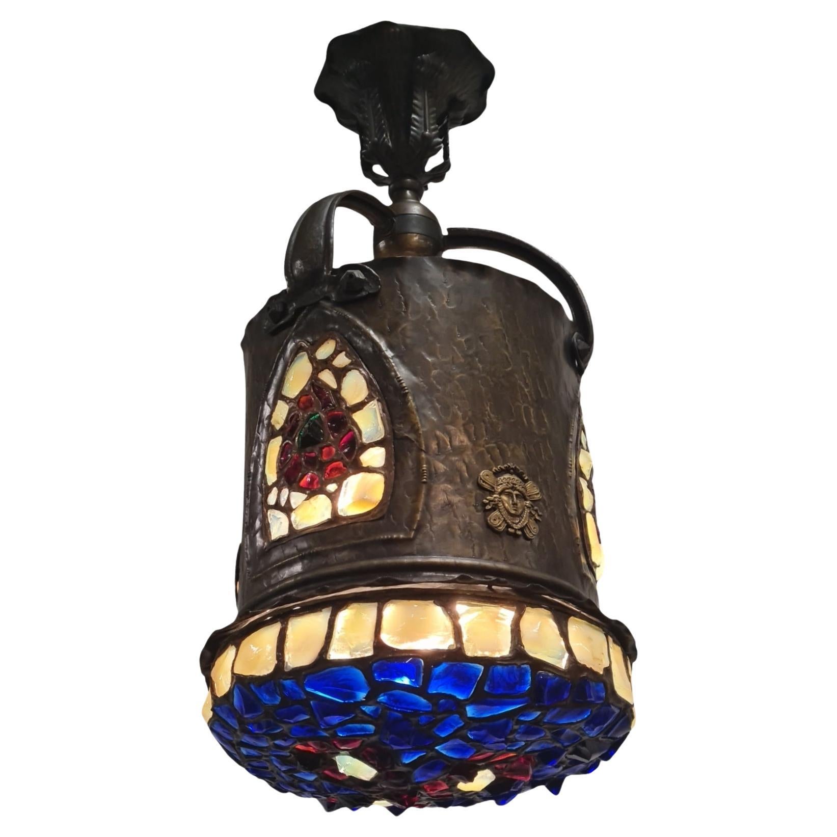 An Exeptionally Beautiful Art Noveau Ceiling Lamp, 1890-1920s For Sale