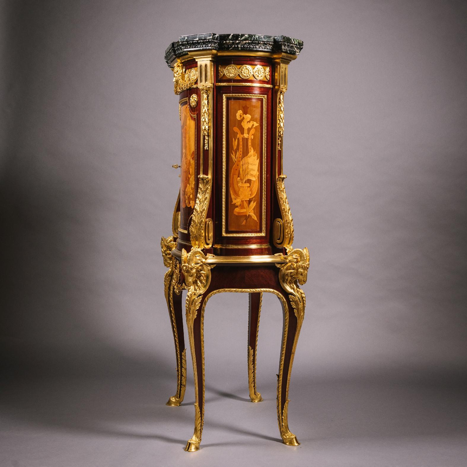 Louis XVI An Exhibition Gilt-Bronze Mounted Marquetry Cabinet on Stand For Sale