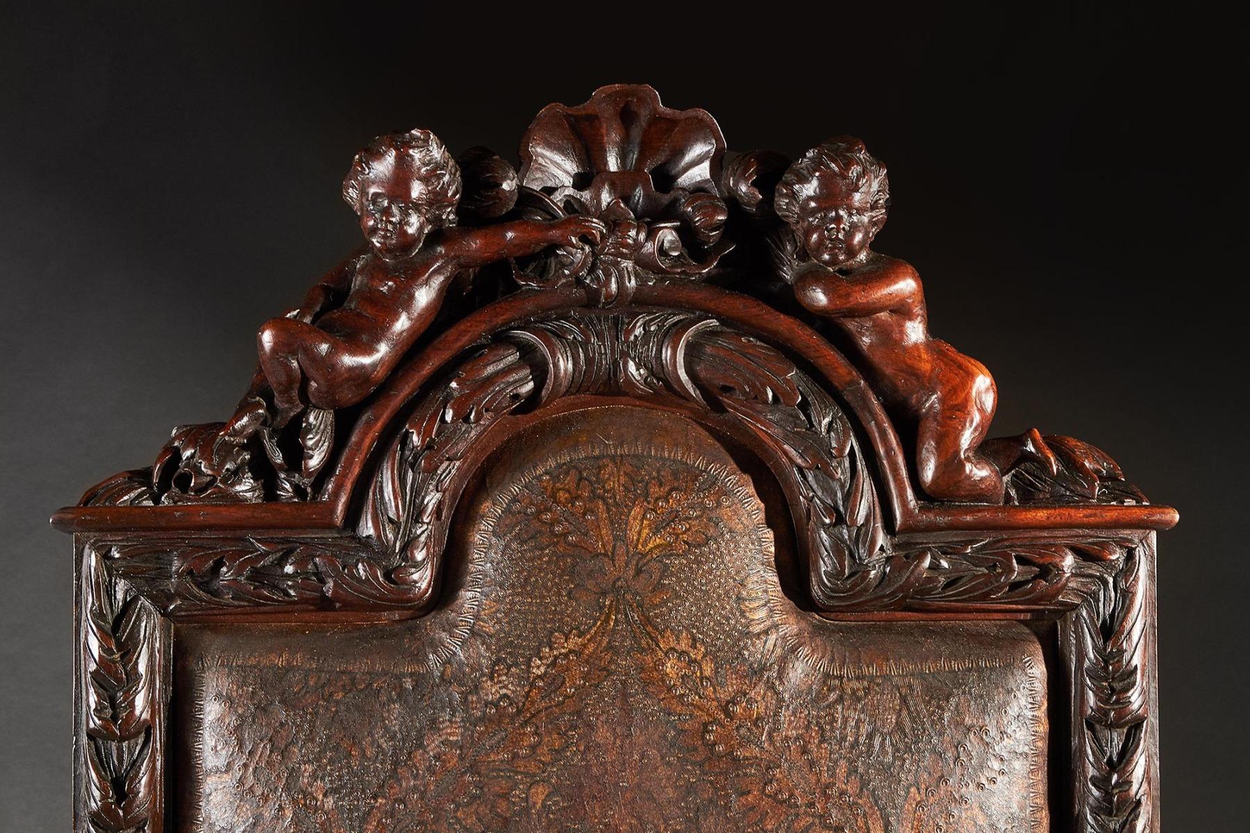 Exhibition Quality Italian 19th Century Carved Walnut Armchair After Andrea B For Sale 2