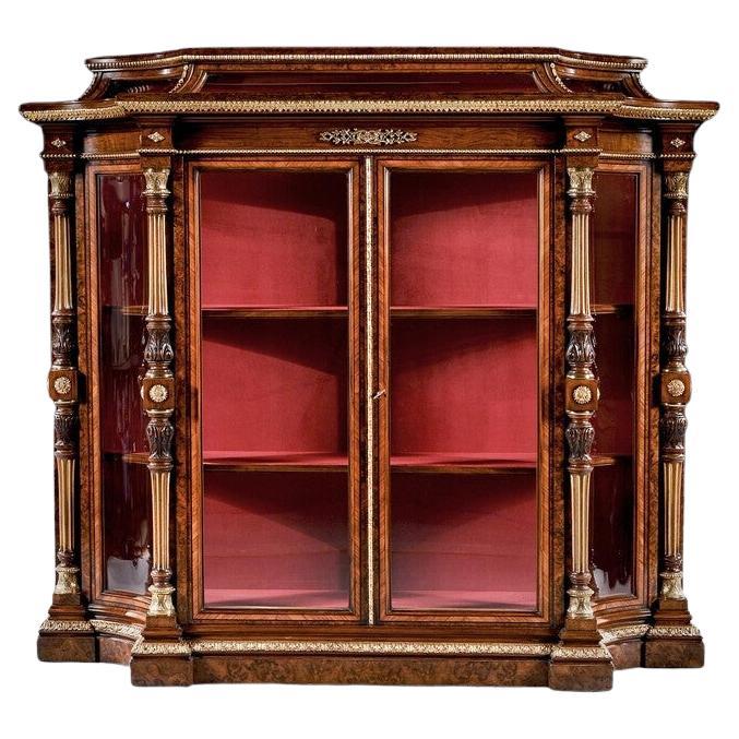 Exhibition Quality Mid-19th Century Burr Walnut Credenza / Display Cabinet, H