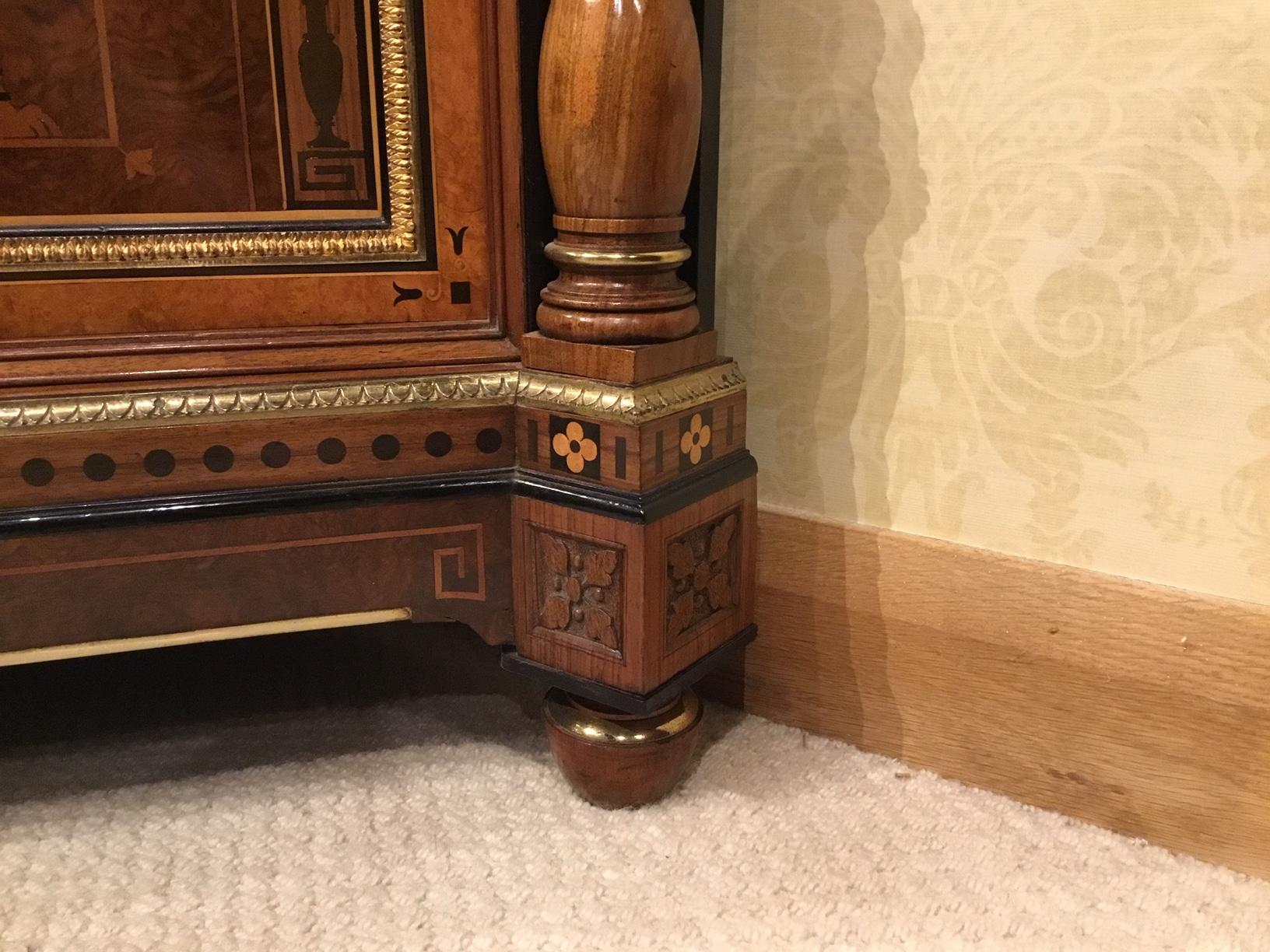 Exhibition Quality Victorian Burr Walnut, Amboyna and Ormolu Side Cabinet For Sale 10